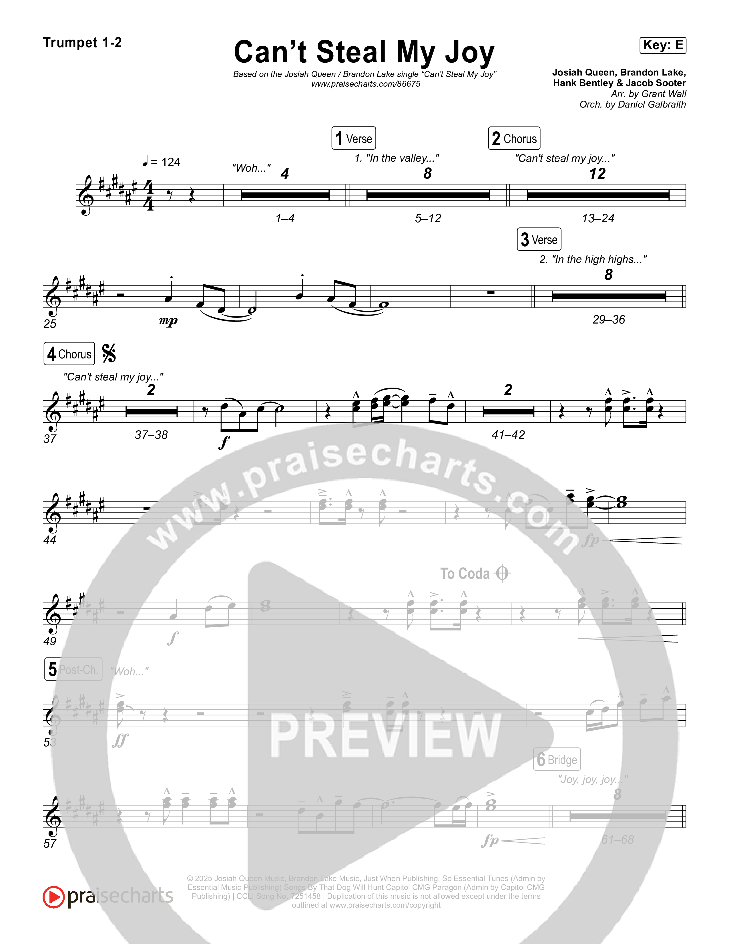 Can't Steal My Joy Trumpet 1,2 (Josiah Queen)