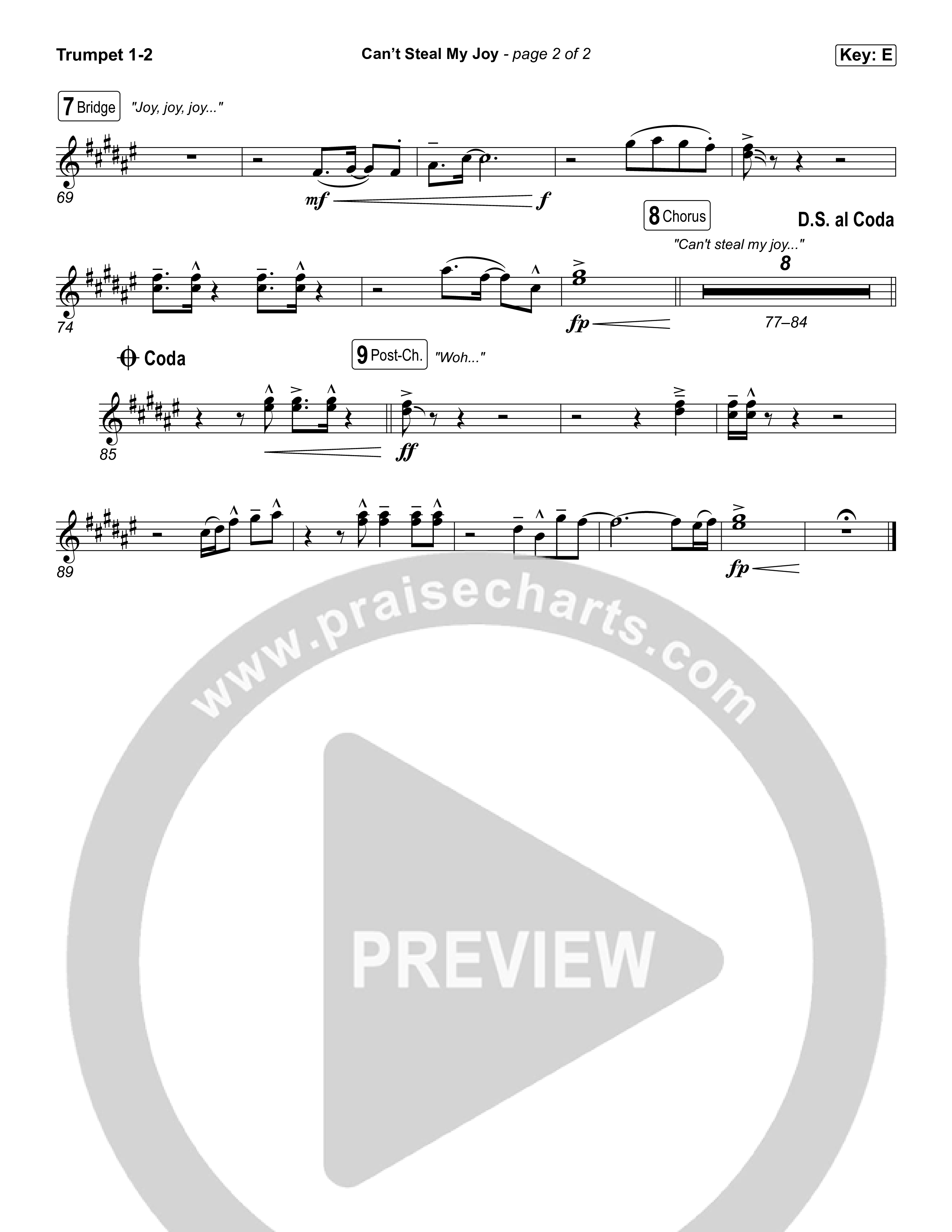 Can't Steal My Joy Trumpet 1,2 (Josiah Queen)