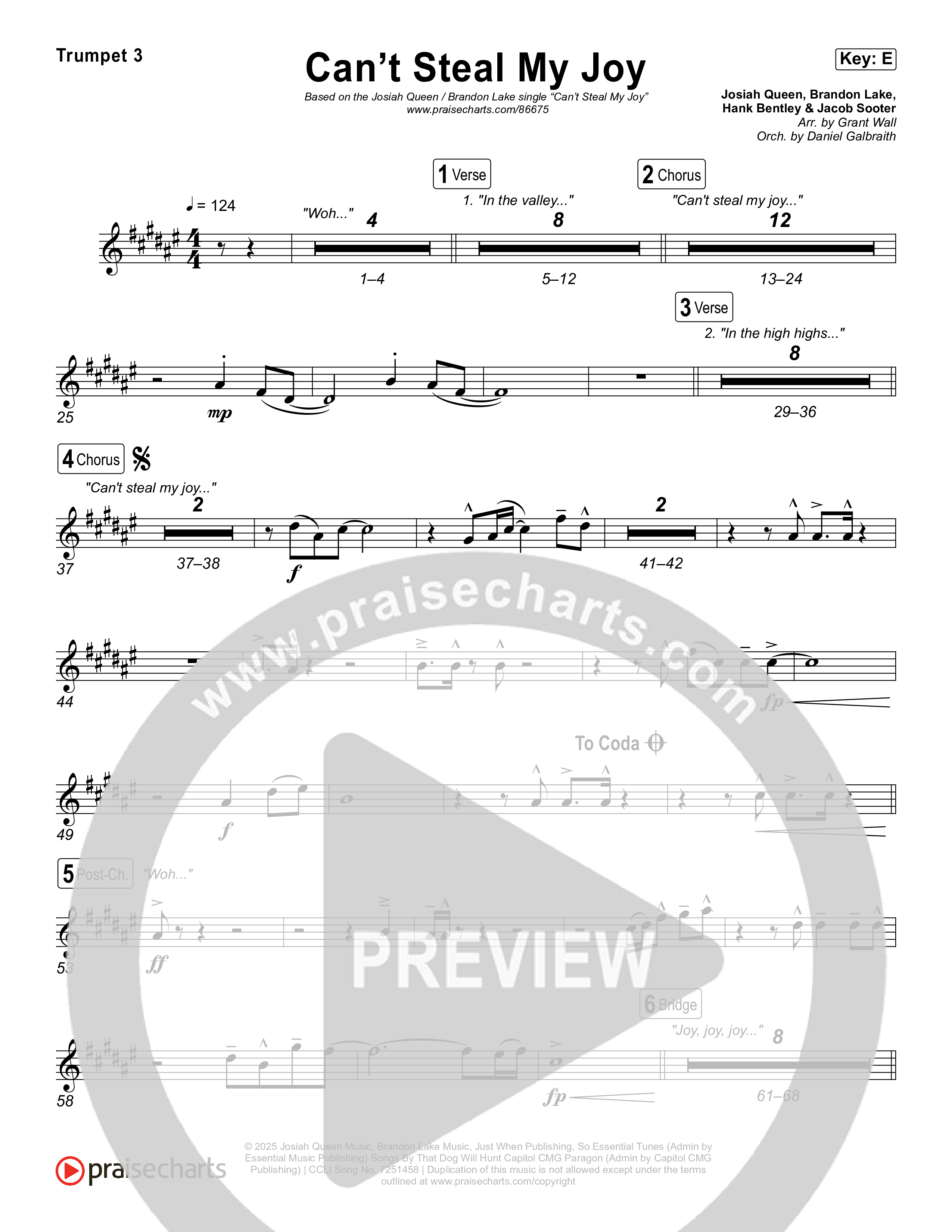 Can't Steal My Joy Trumpet 1,2 (Josiah Queen)