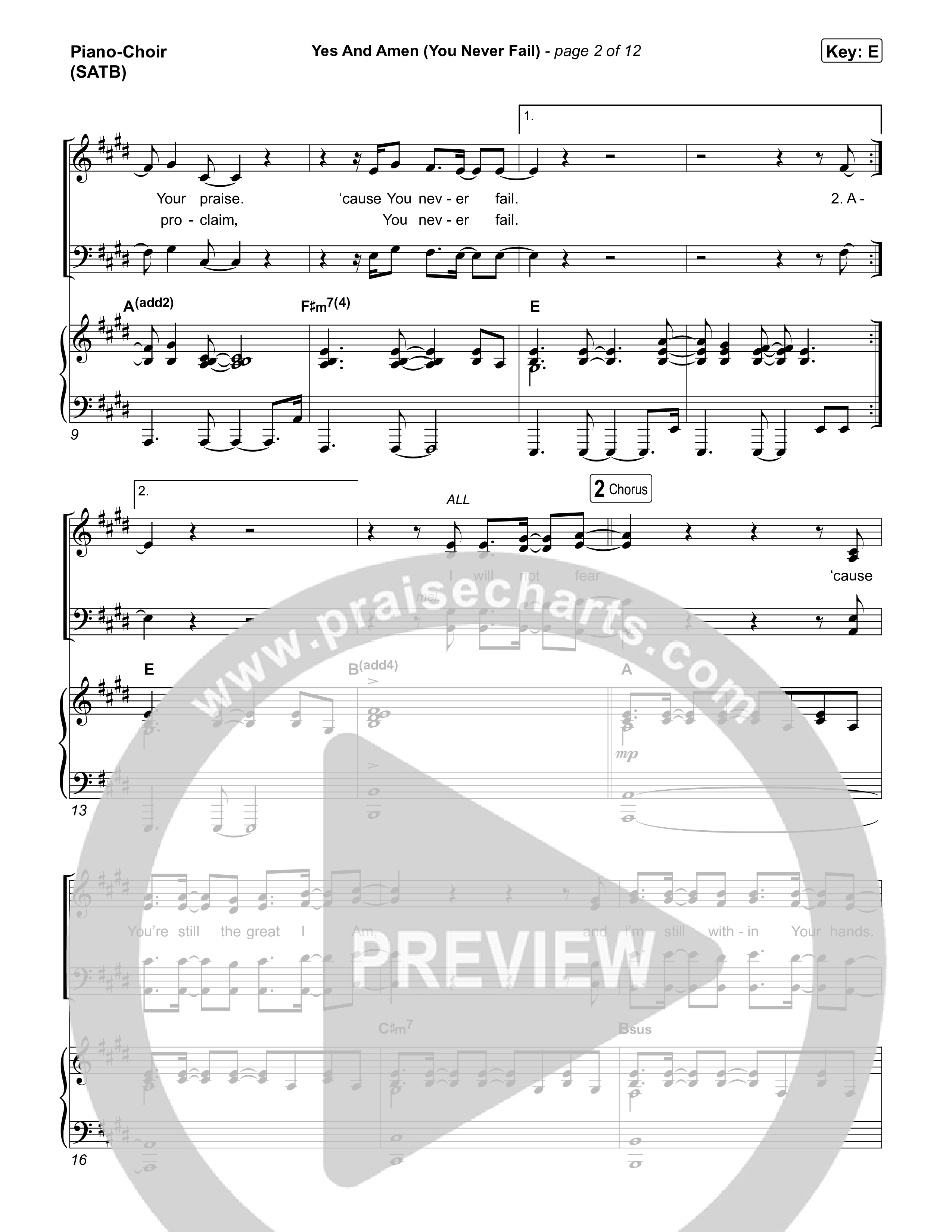 Yes And Amen (You Never Fail) (Live) Piano/Vocal Pack (Gateway Worship / Austin Benjamin)