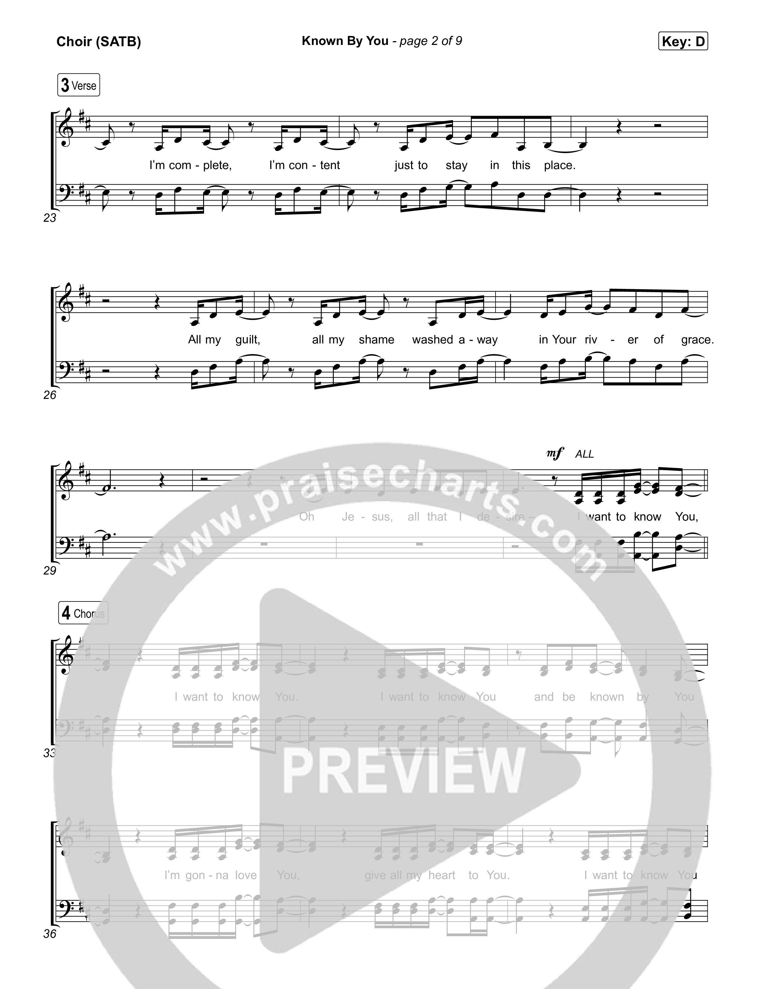Known By You (Live) Choir Sheet (SATB) (Gateway Worship / Jessie Harris)