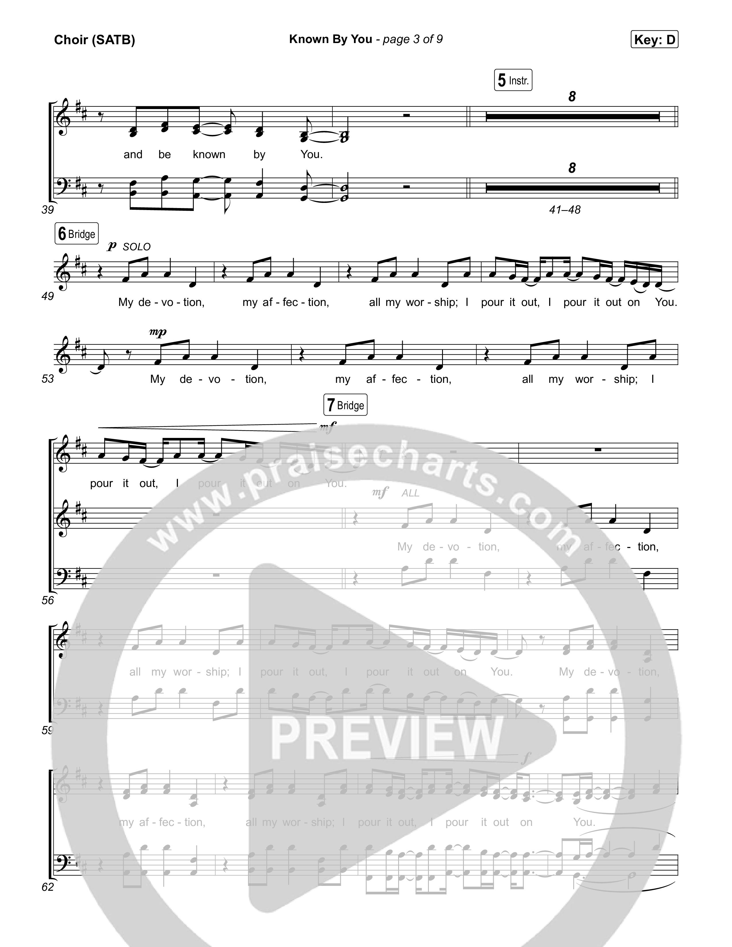 Known By You (Live) Choir Sheet (SATB) (Gateway Worship / Jessie Harris)