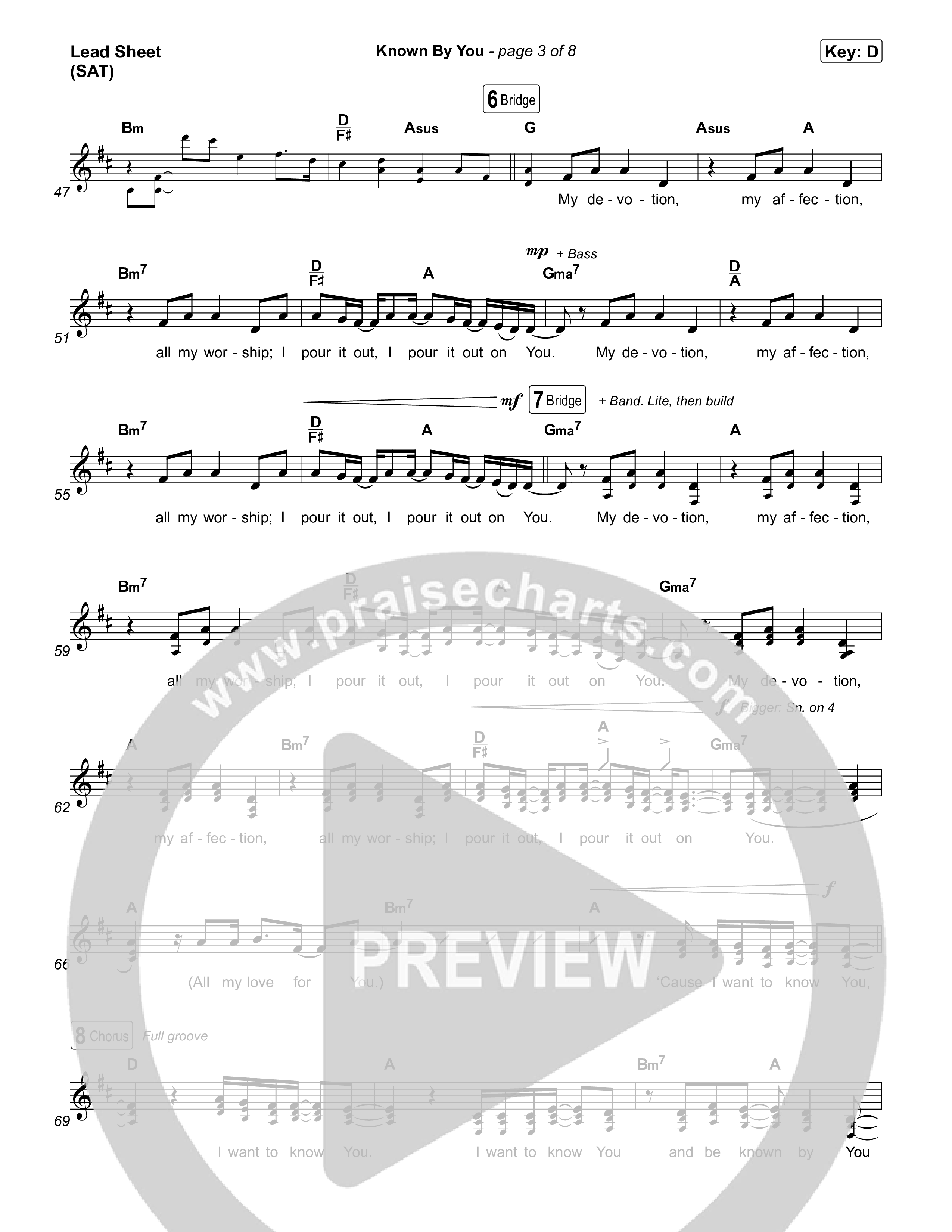 Known By You (Live) Lead Sheet (SAT) (Gateway Worship / Jessie Harris)