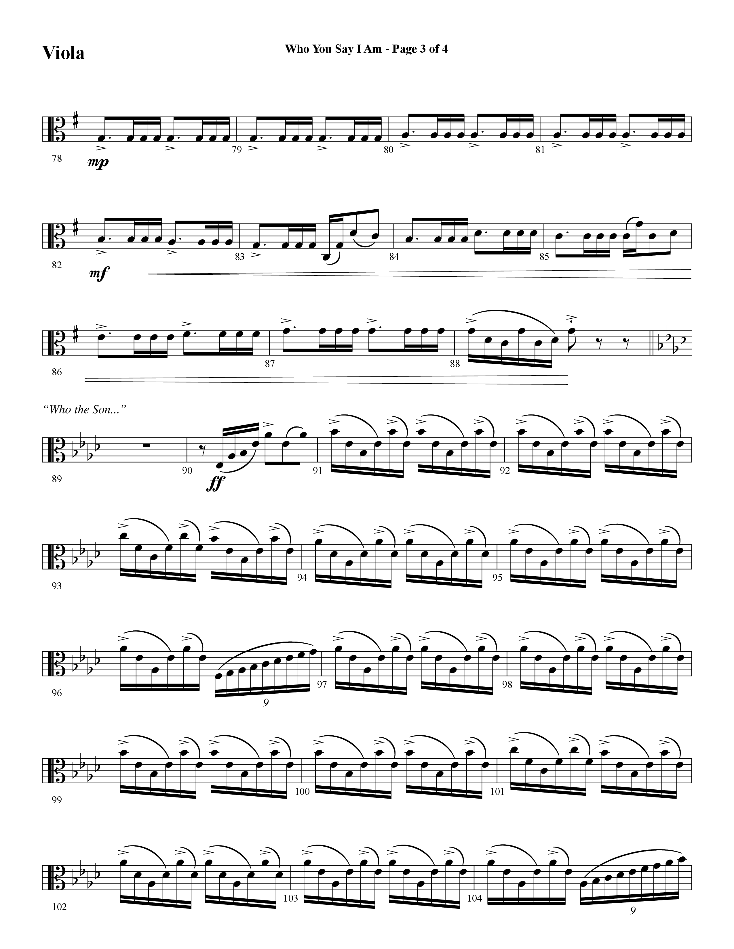 Who You Say I Am (Choral Anthem SATB) Viola (Word Music Choral / Arr. Jay Rouse)
