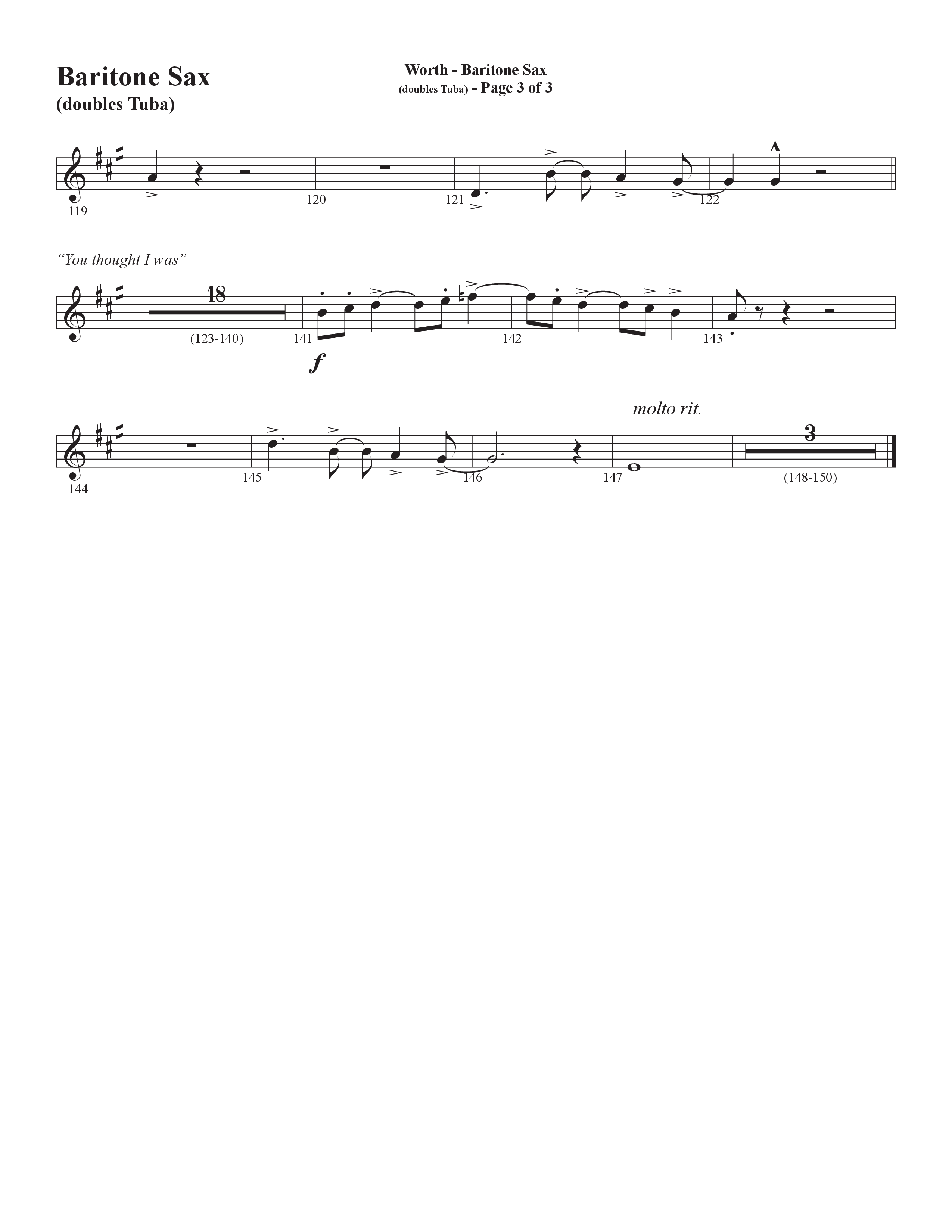 Worth (Choral Anthem SATB) Bari Sax (Word Music Choral / Arr. Bradley Knight)