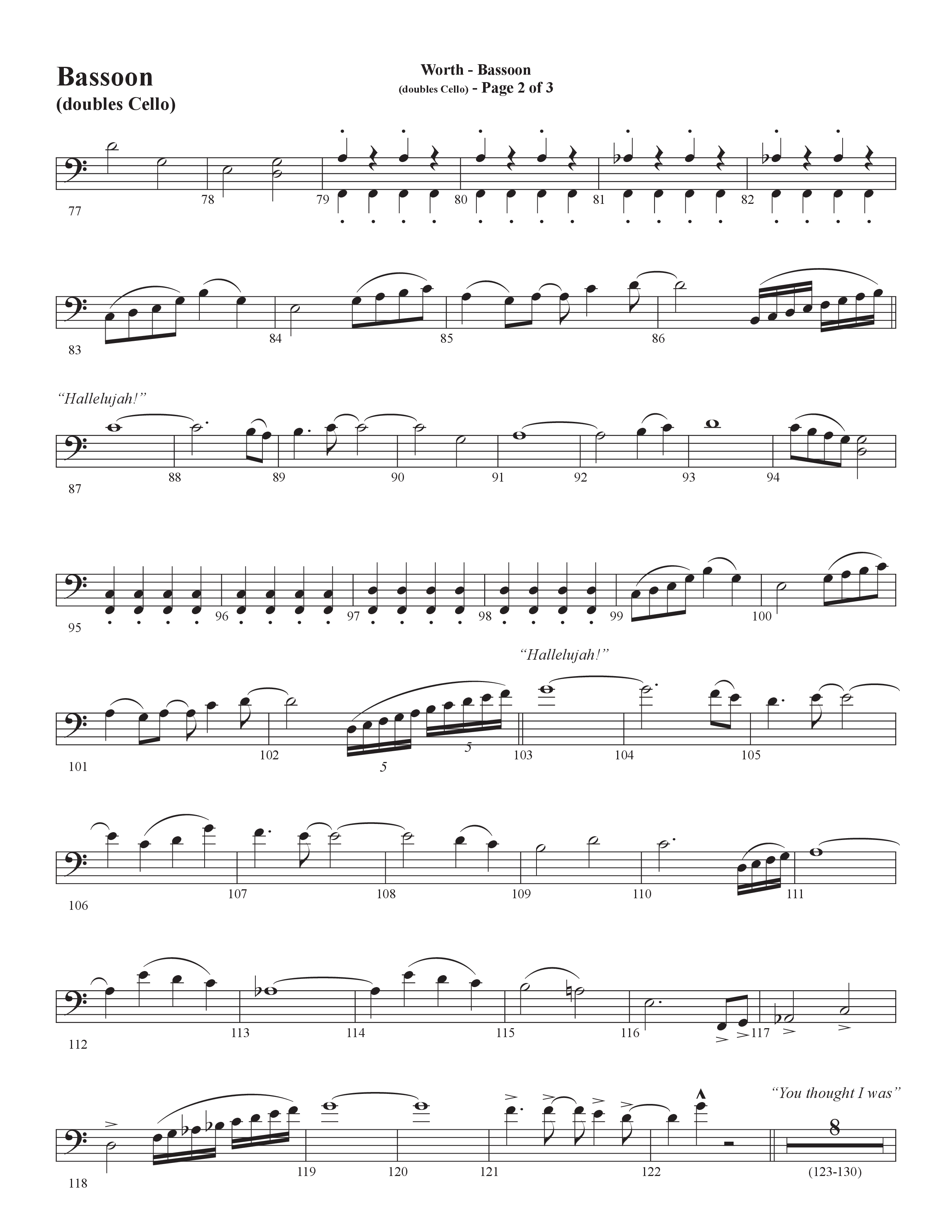 Worth (Choral Anthem SATB) Bassoon (Word Music Choral / Arr. Bradley Knight)