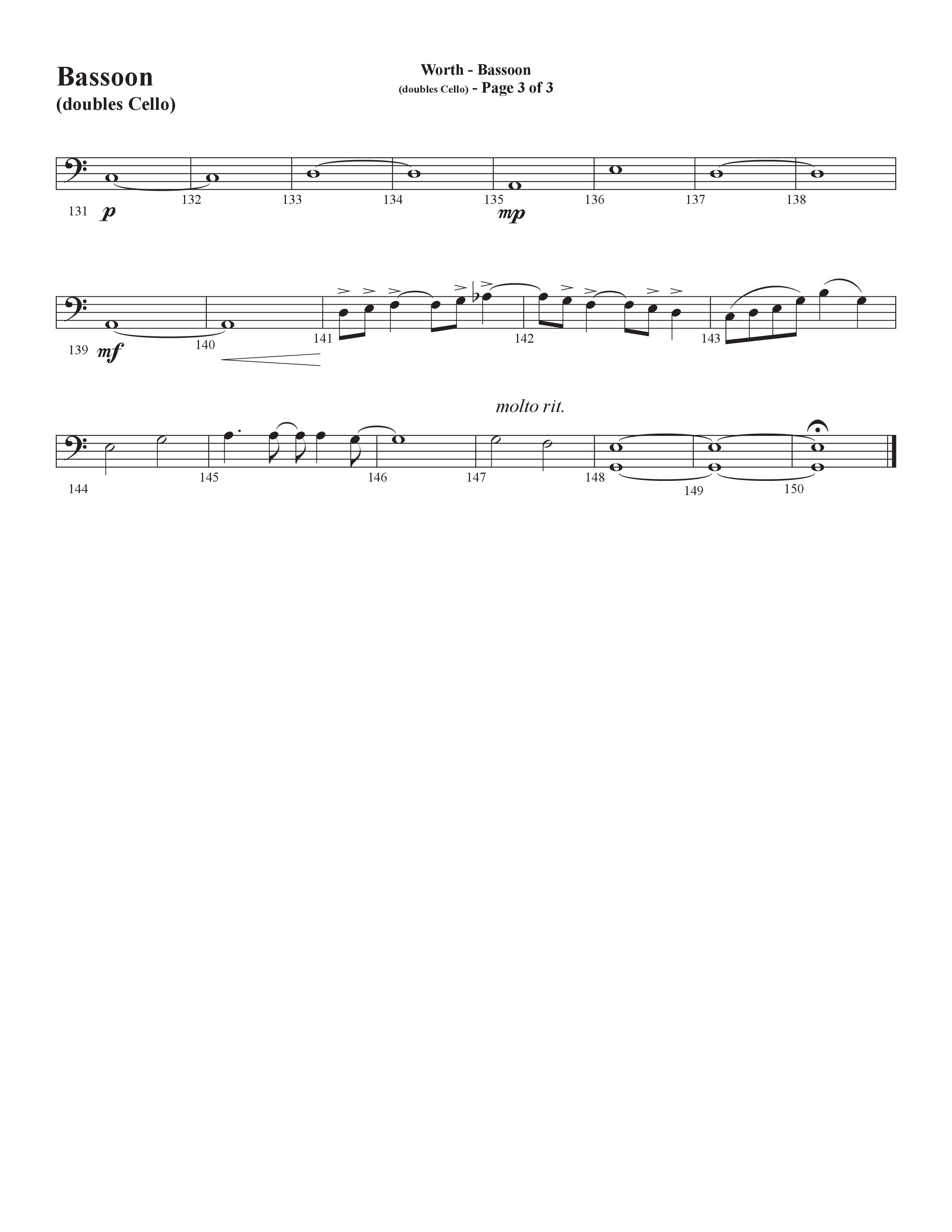 Worth (Choral Anthem SATB) Bassoon (Word Music Choral / Arr. Bradley Knight)
