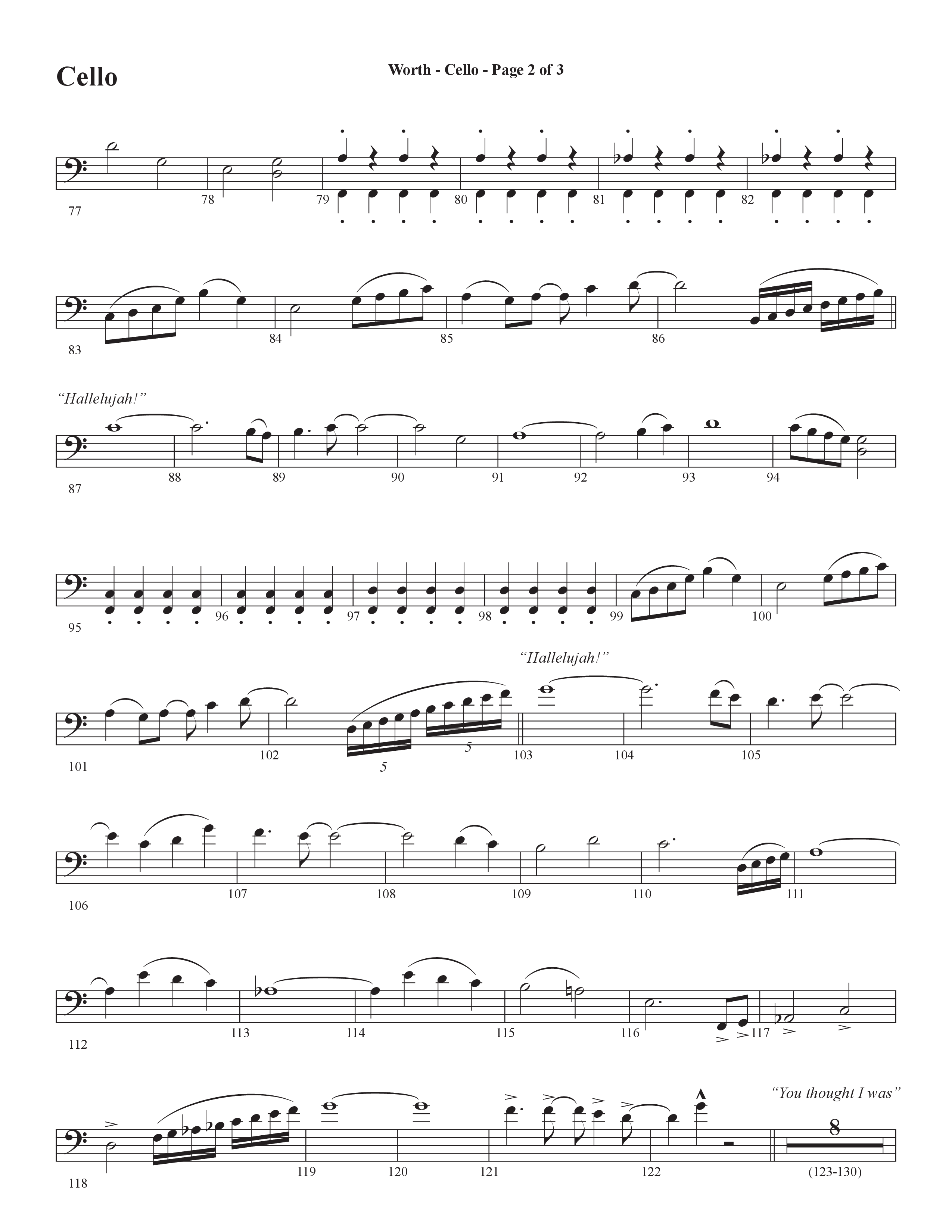 Worth (Choral Anthem SATB) Cello (Word Music Choral / Arr. Bradley Knight)