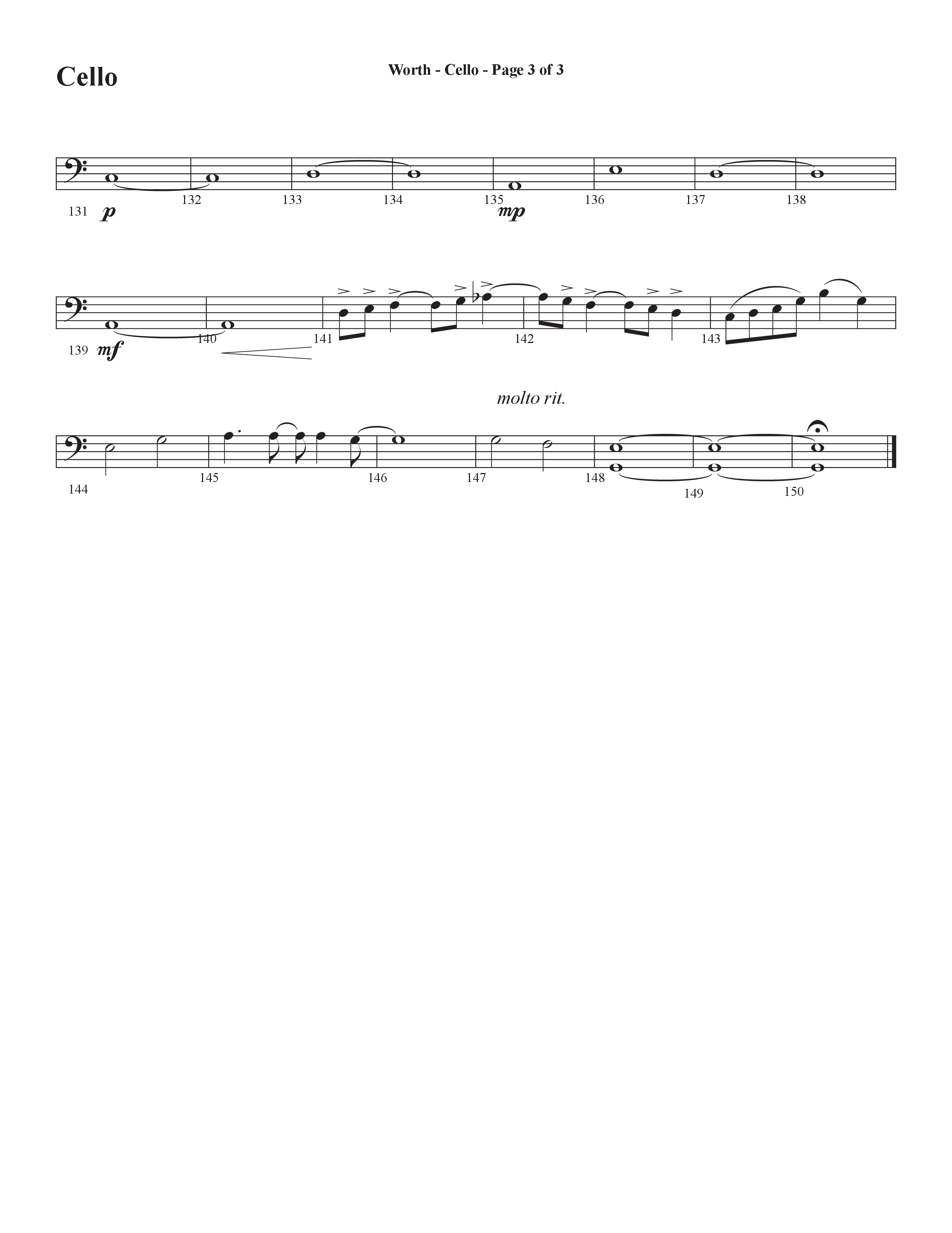 Worth (Choral Anthem SATB) Cello (Word Music Choral / Arr. Bradley Knight)