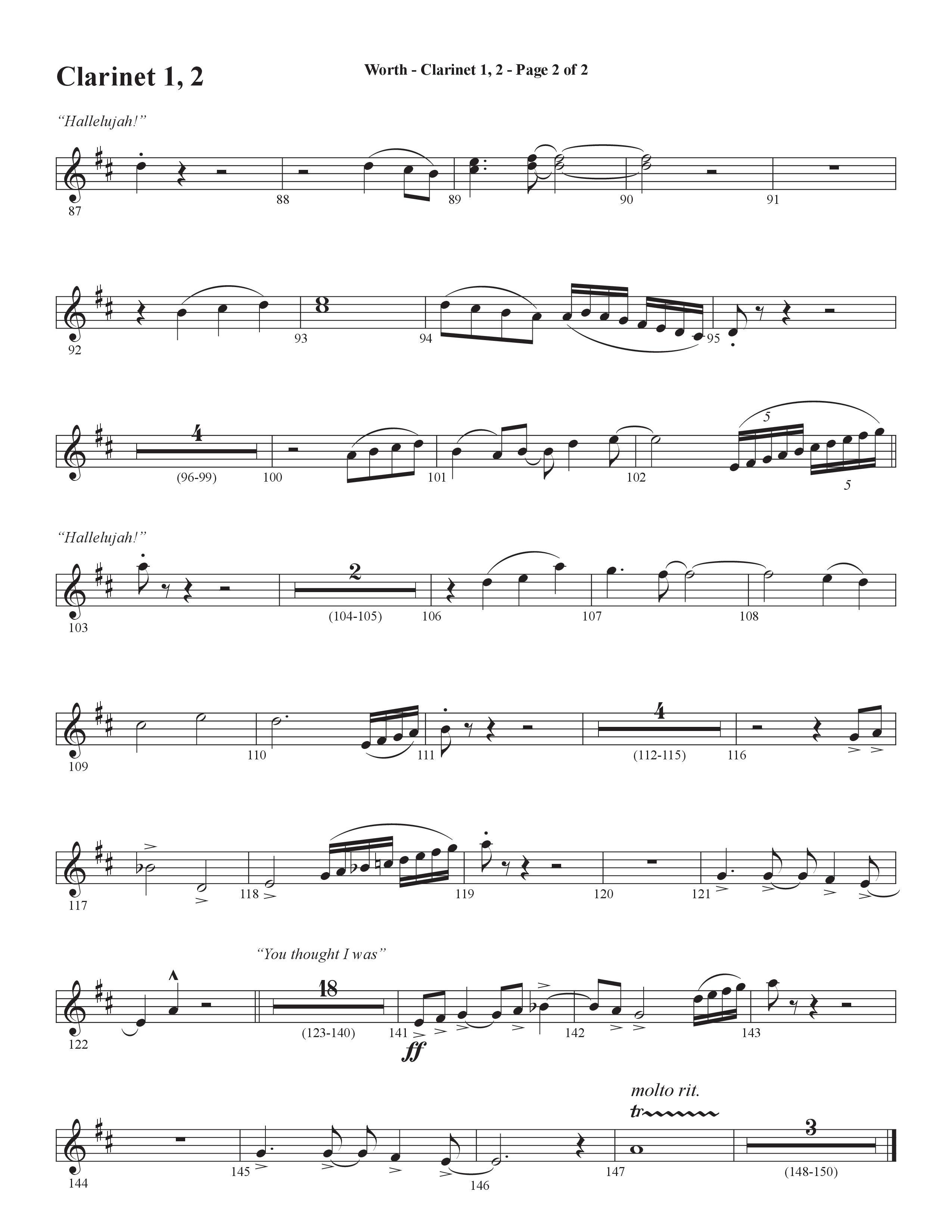 Worth (Choral Anthem SATB) Clarinet 1/2 (Word Music Choral / Arr. Bradley Knight)