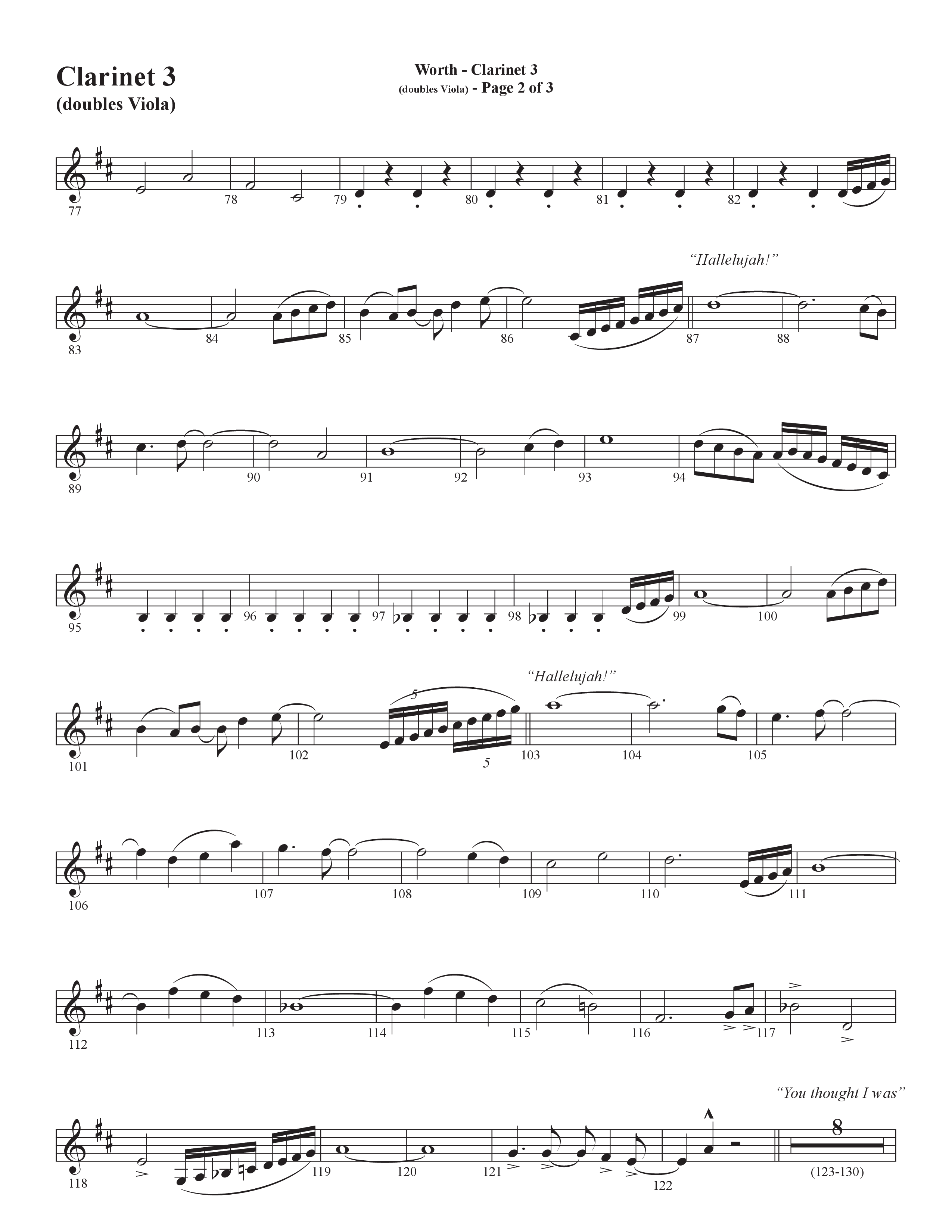 Worth (Choral Anthem SATB) Clarinet 3 (Word Music Choral / Arr. Bradley Knight)