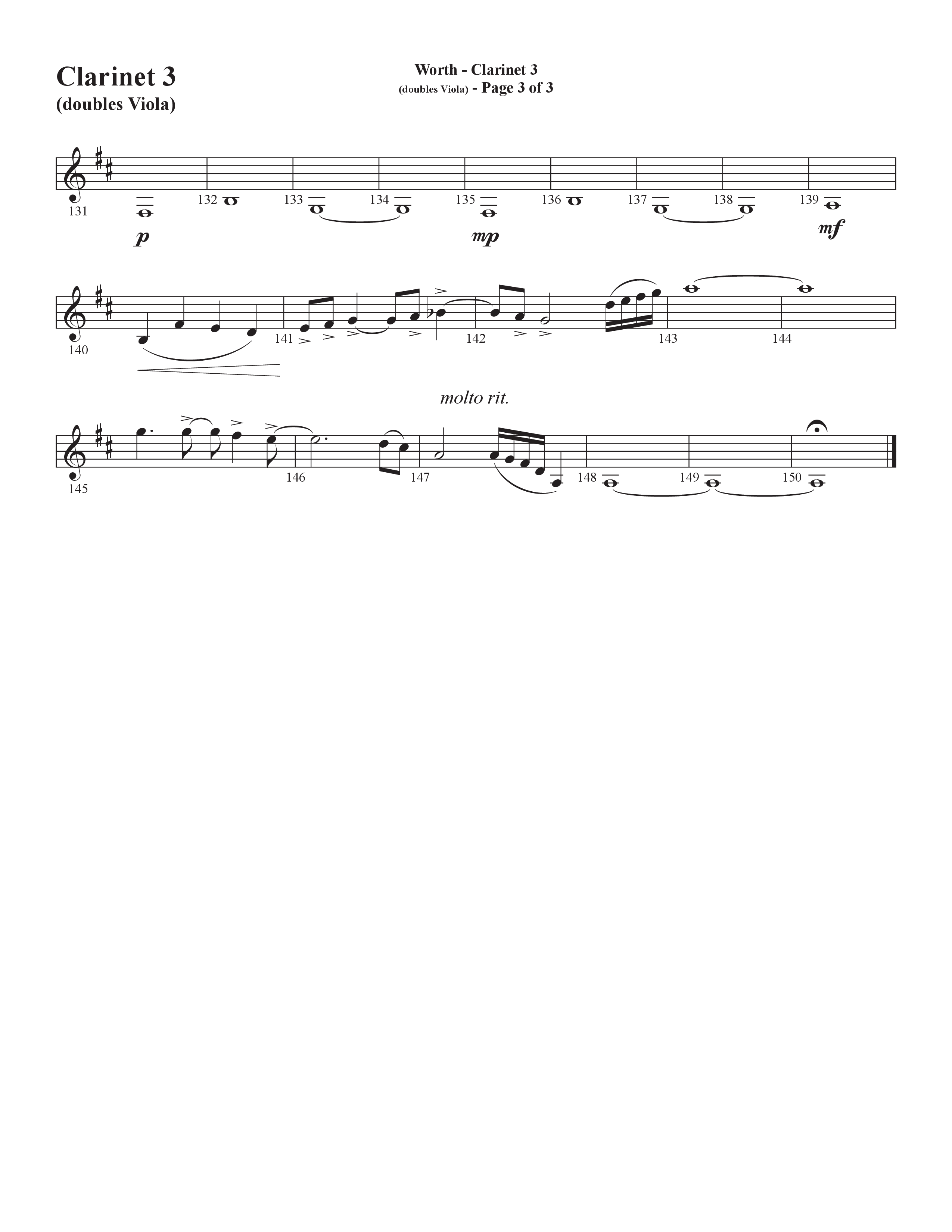 Worth (Choral Anthem SATB) Clarinet 3 (Word Music Choral / Arr. Bradley Knight)