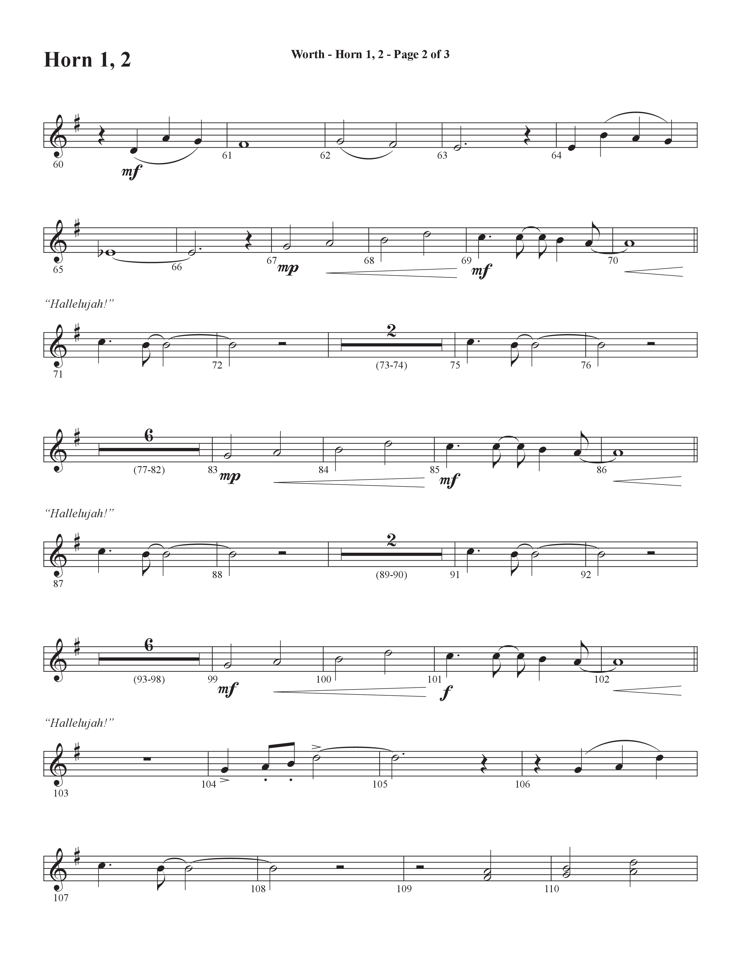Worth (Choral Anthem SATB) French Horn 1/2 (Word Music Choral / Arr. Bradley Knight)