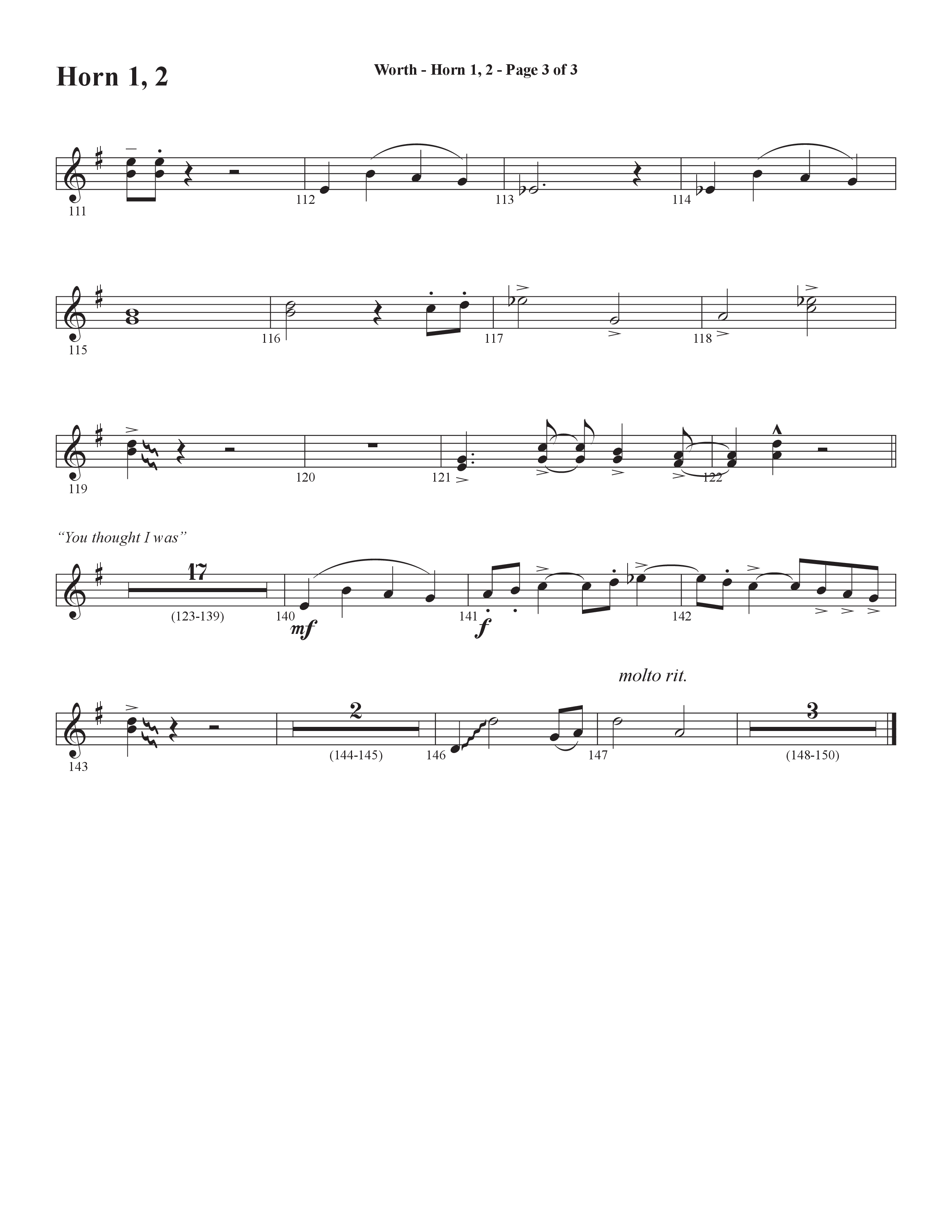 Worth (Choral Anthem SATB) French Horn 1/2 (Word Music Choral / Arr. Bradley Knight)