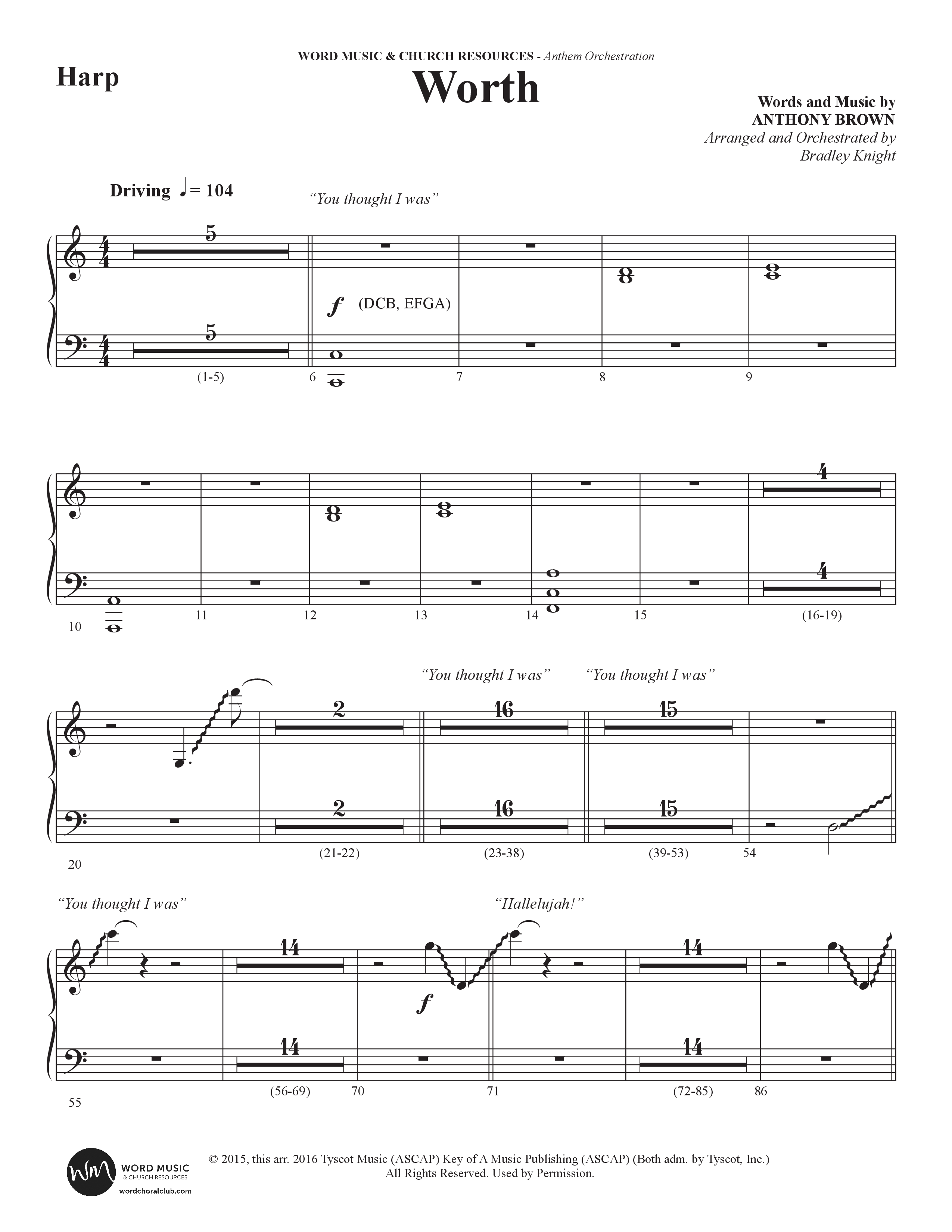 Worth (Choral Anthem SATB) Harp (Word Music Choral / Arr. Bradley Knight)