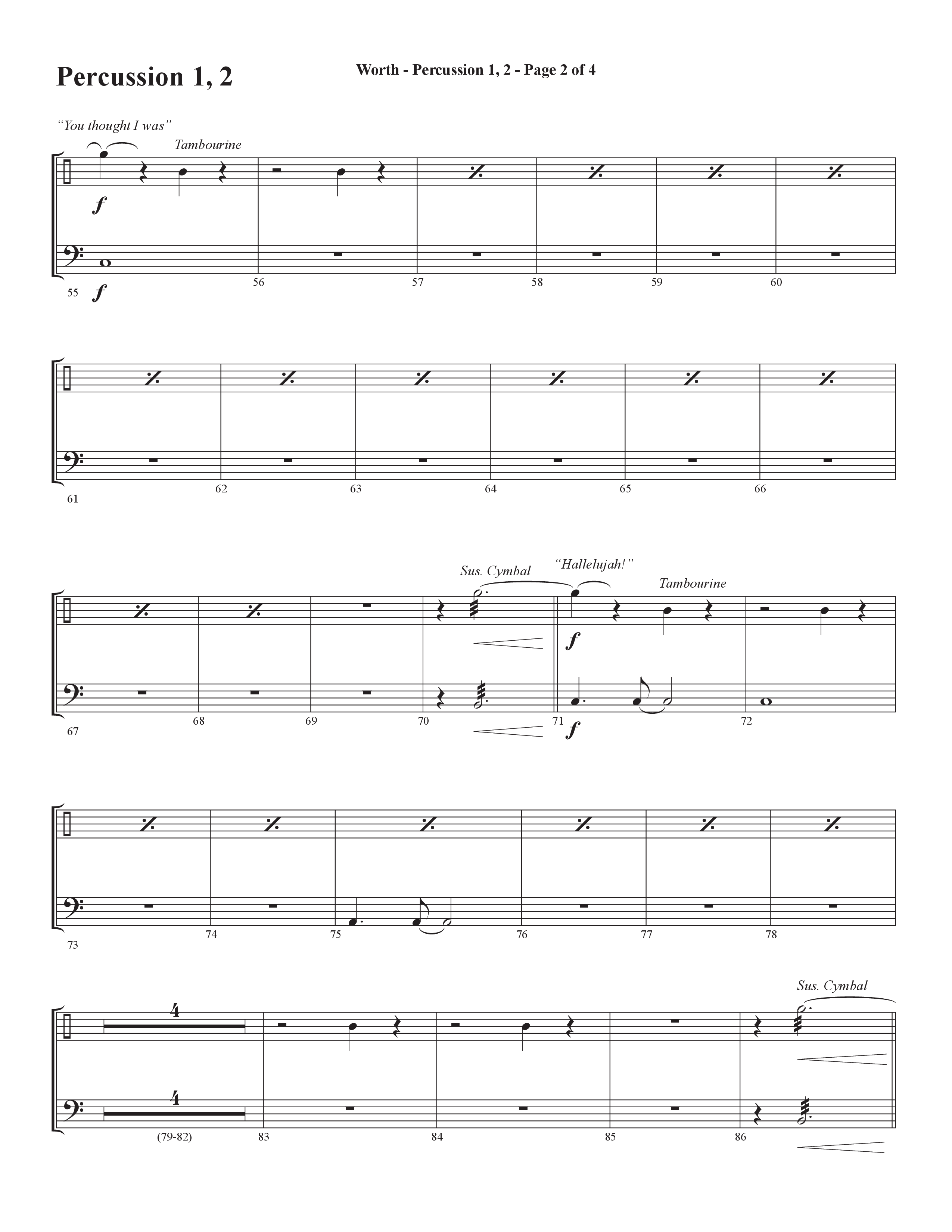 Worth (Choral Anthem SATB) Percussion 1/2 (Word Music Choral / Arr. Bradley Knight)