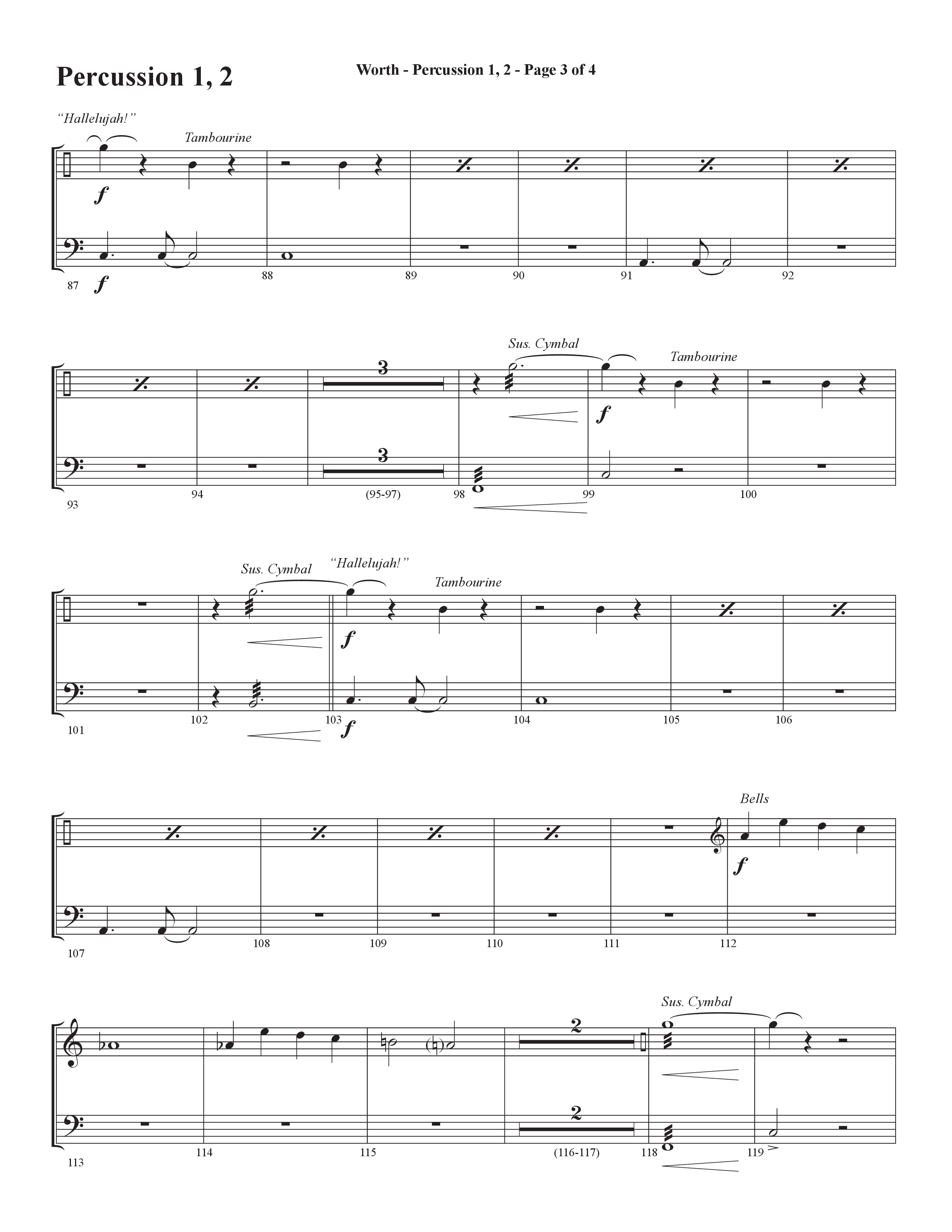 Worth (Choral Anthem SATB) Percussion 1/2 (Word Music Choral / Arr. Bradley Knight)