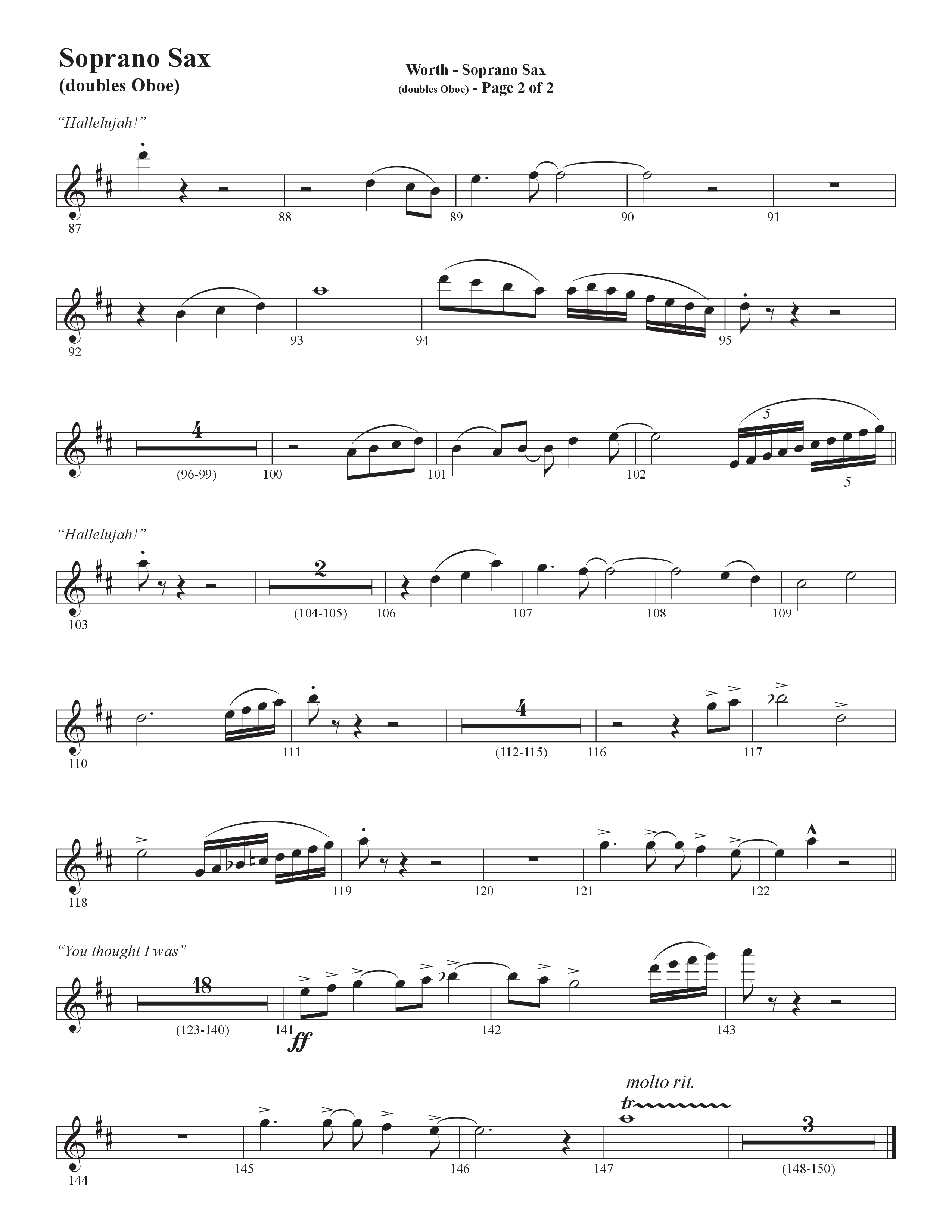 Worth (Choral Anthem SATB) Soprano Sax (Word Music Choral / Arr. Bradley Knight)