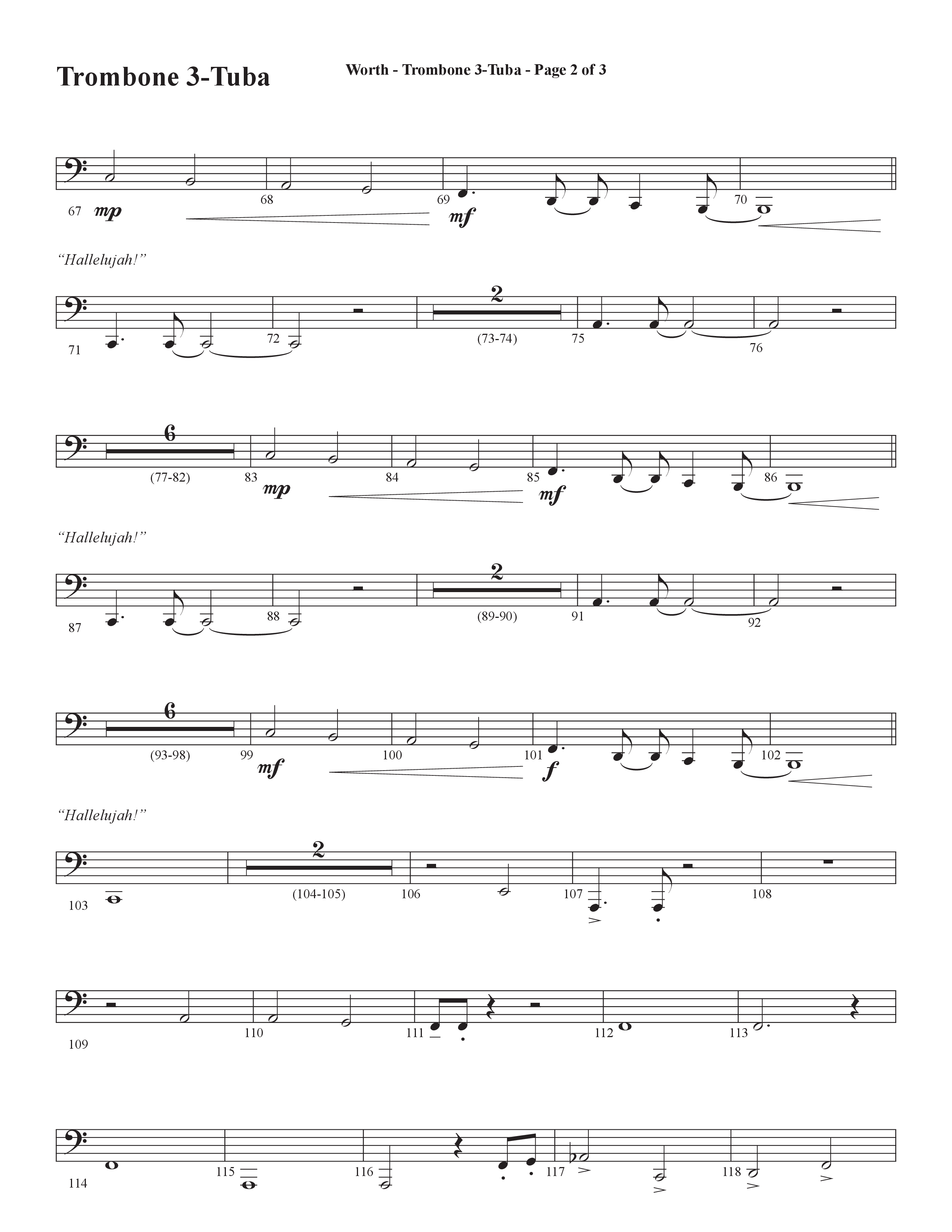 Worth (Choral Anthem SATB) Trombone 3/Tuba (Word Music Choral / Arr. Bradley Knight)