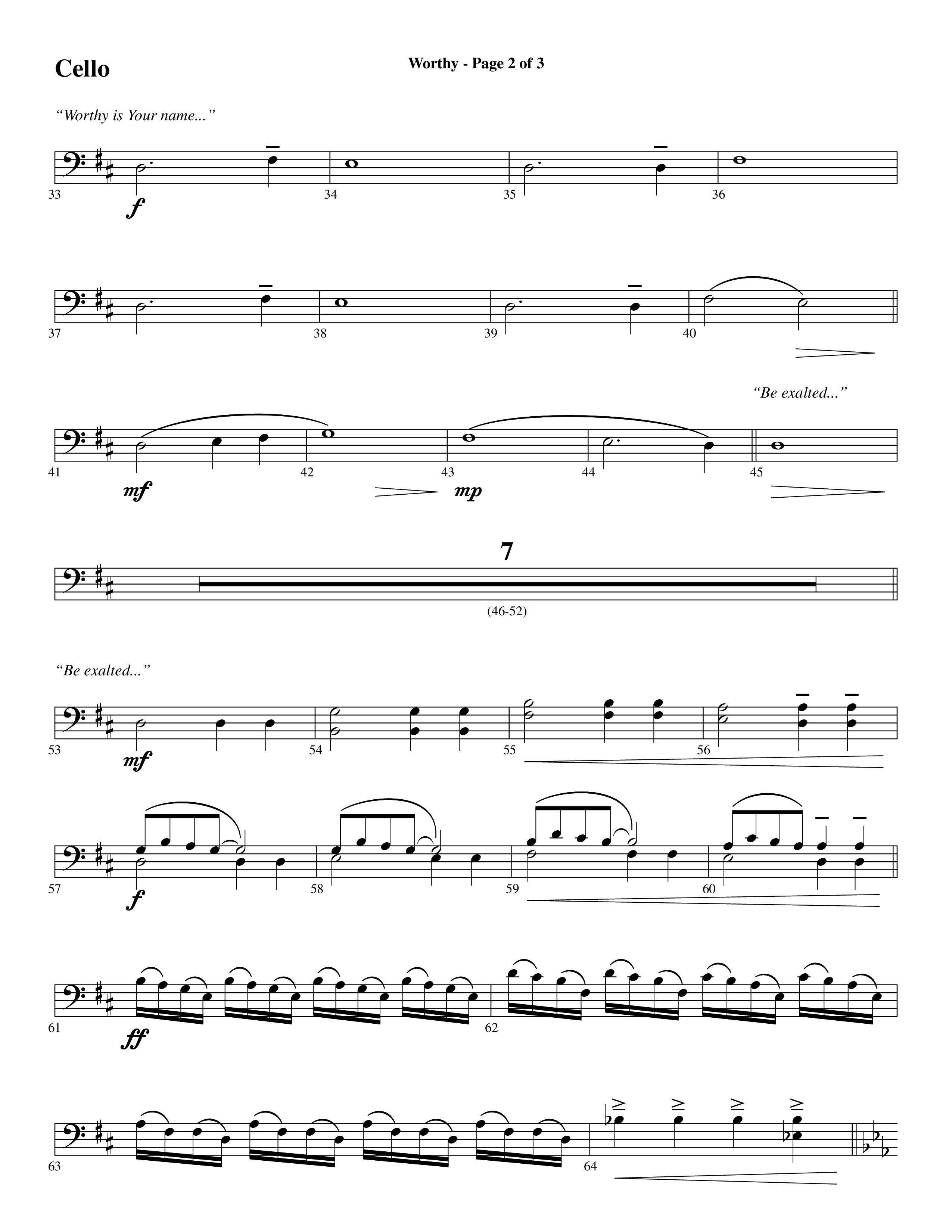 Worthy (Choral Anthem SATB) Cello (Word Music Choral / Arr. Cliff Duren)