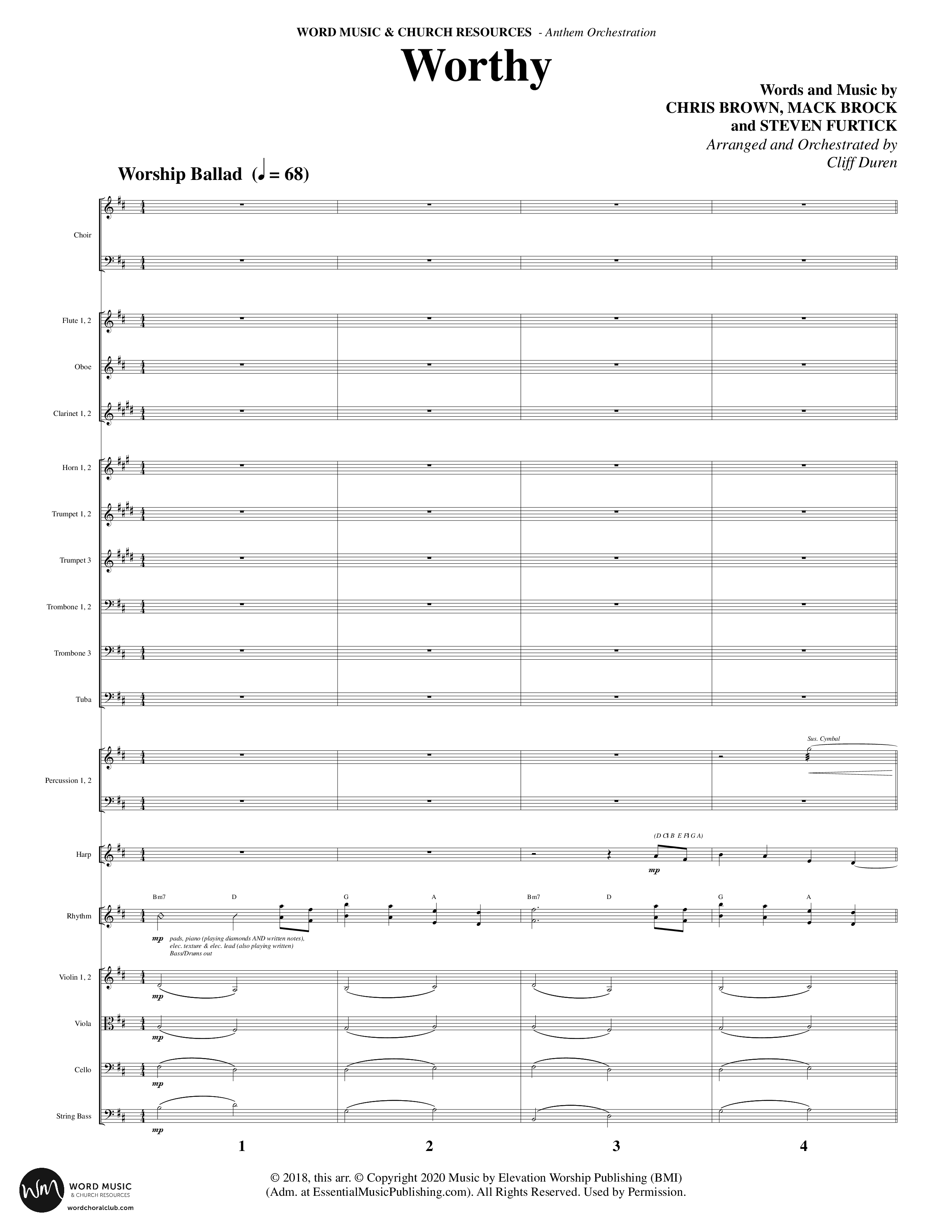 Worthy (Choral Anthem SATB) Orchestration (Word Music Choral / Arr. Cliff Duren)