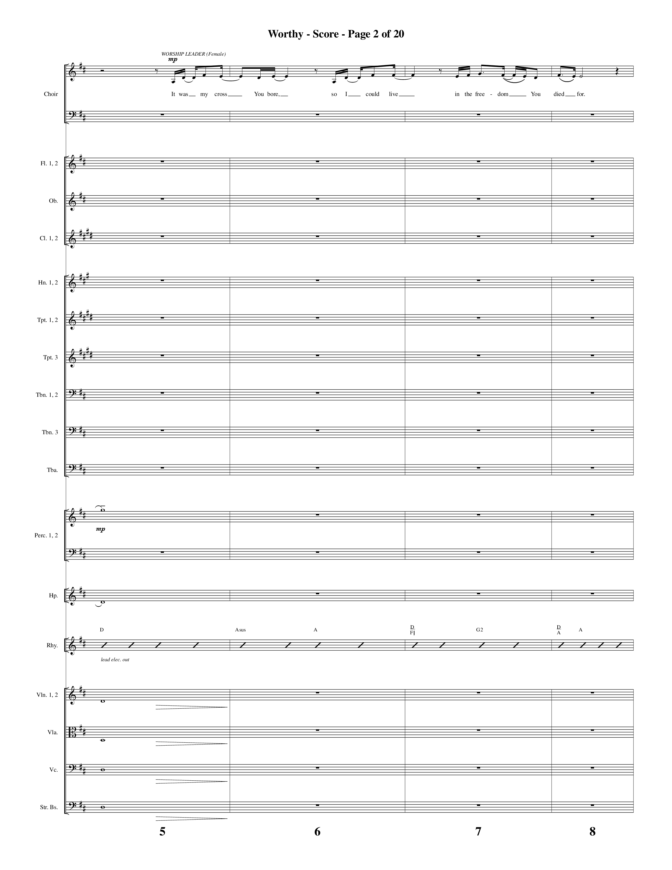 Worthy (Choral Anthem SATB) Orchestration (Word Music Choral / Arr. Cliff Duren)