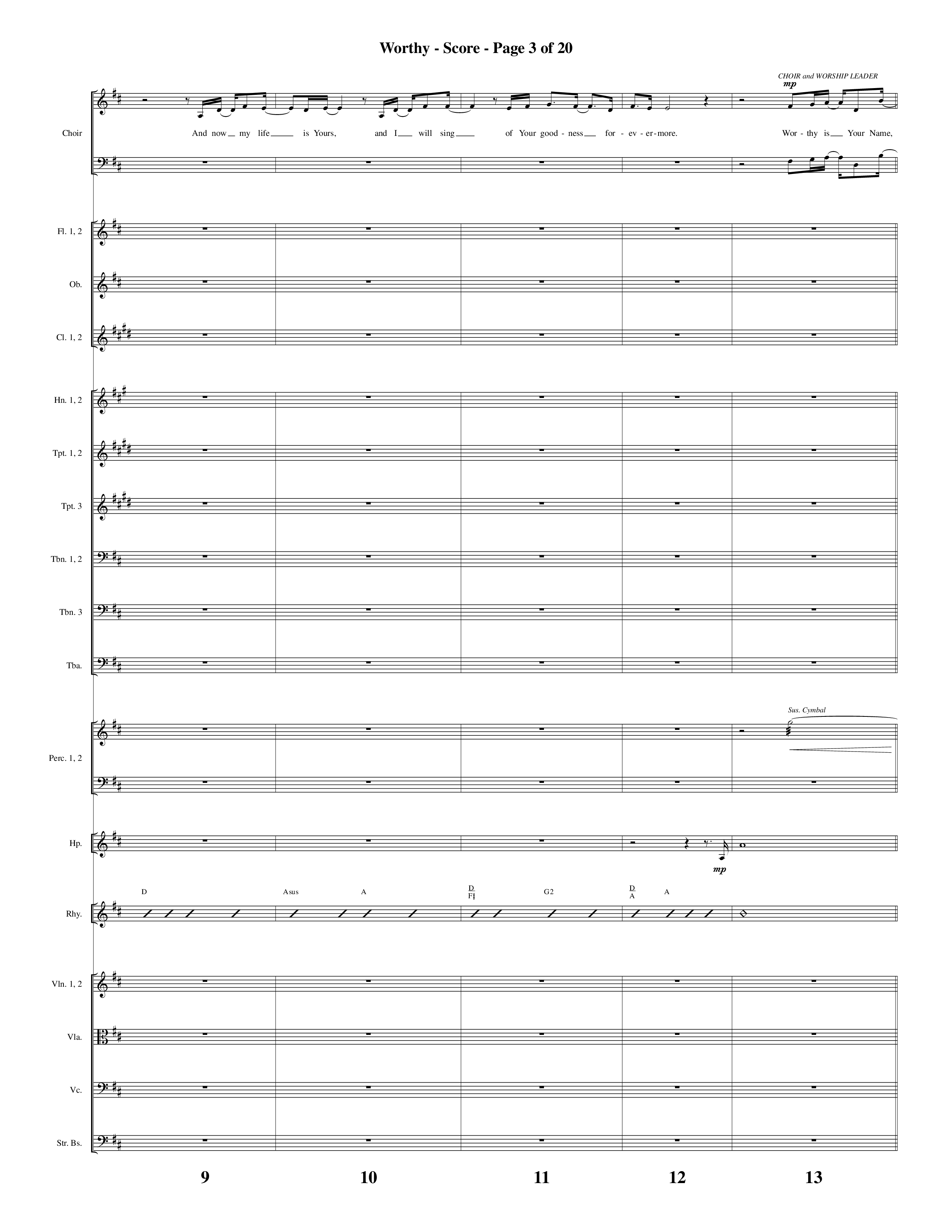 Worthy (Choral Anthem SATB) Orchestration (Word Music Choral / Arr. Cliff Duren)