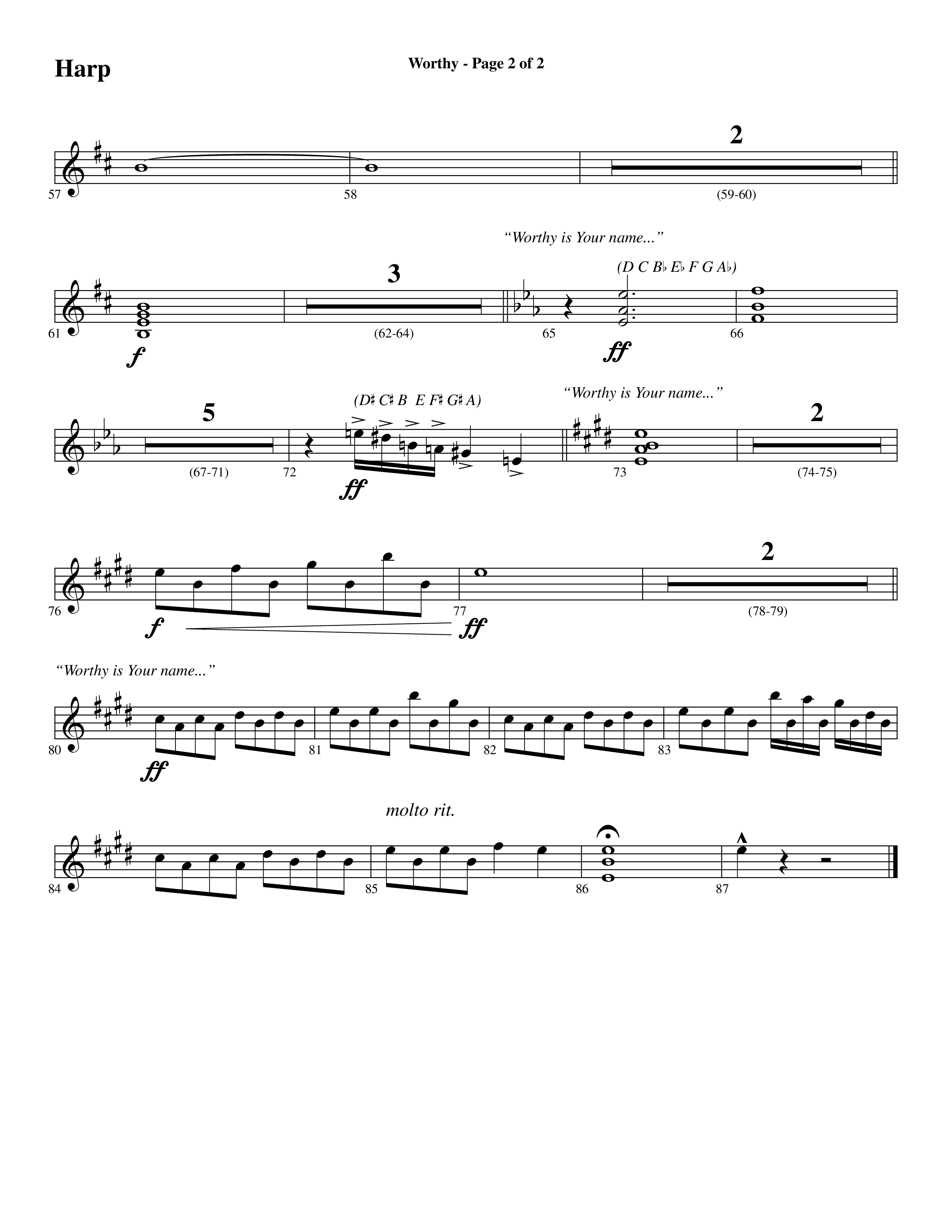 Worthy (Choral Anthem SATB) Harp (Word Music Choral / Arr. Cliff Duren)