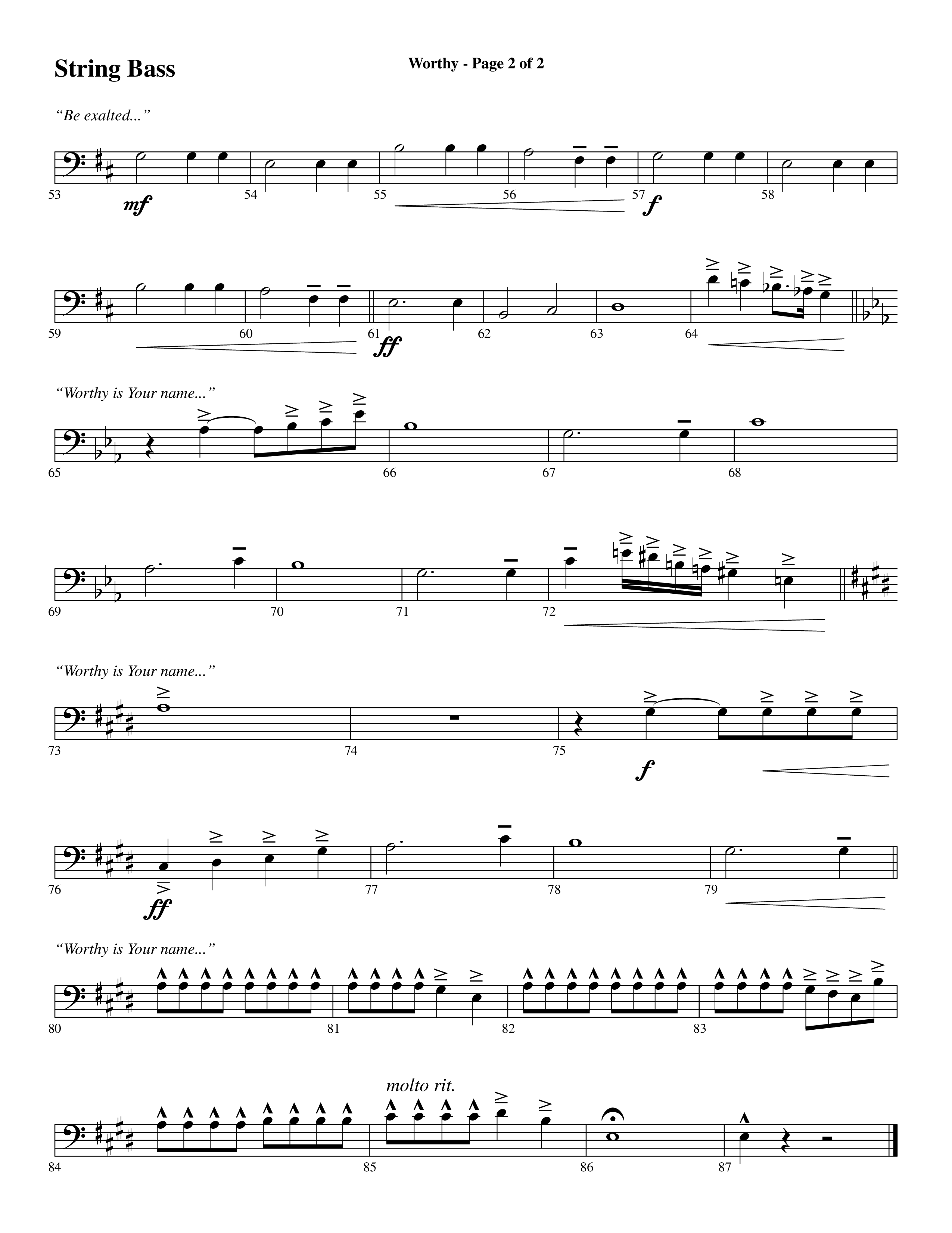 Worthy (Choral Anthem SATB) String Bass (Word Music Choral / Arr. Cliff Duren)
