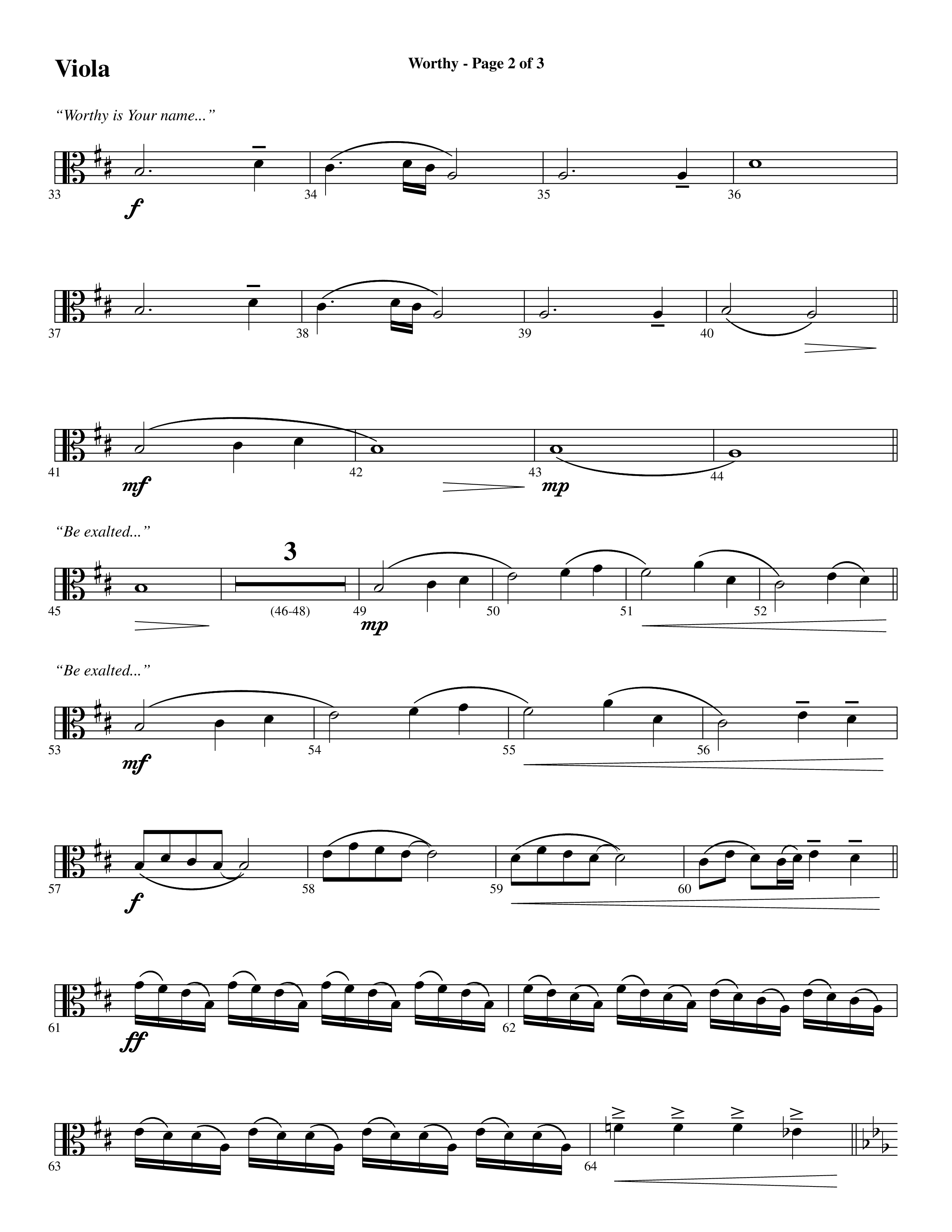 Worthy (Choral Anthem SATB) Viola (Word Music Choral / Arr. Cliff Duren)