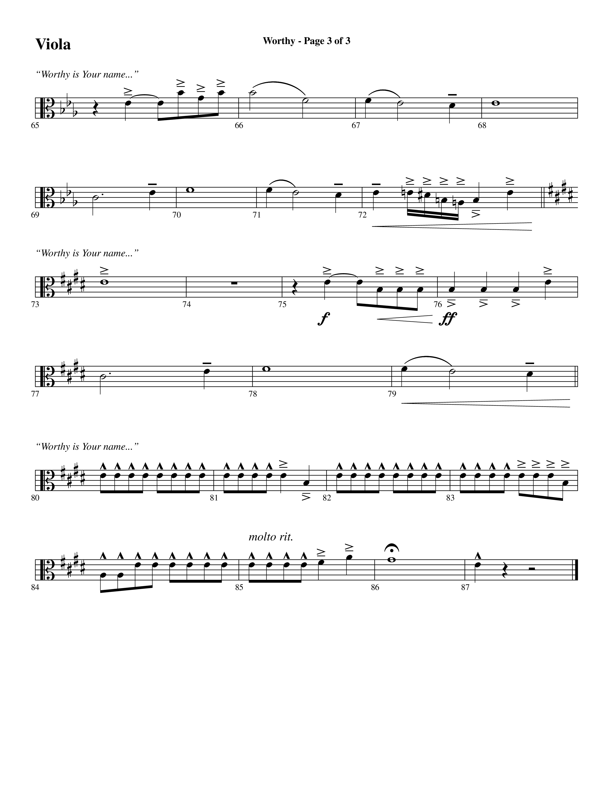 Worthy (Choral Anthem SATB) Viola (Word Music Choral / Arr. Cliff Duren)