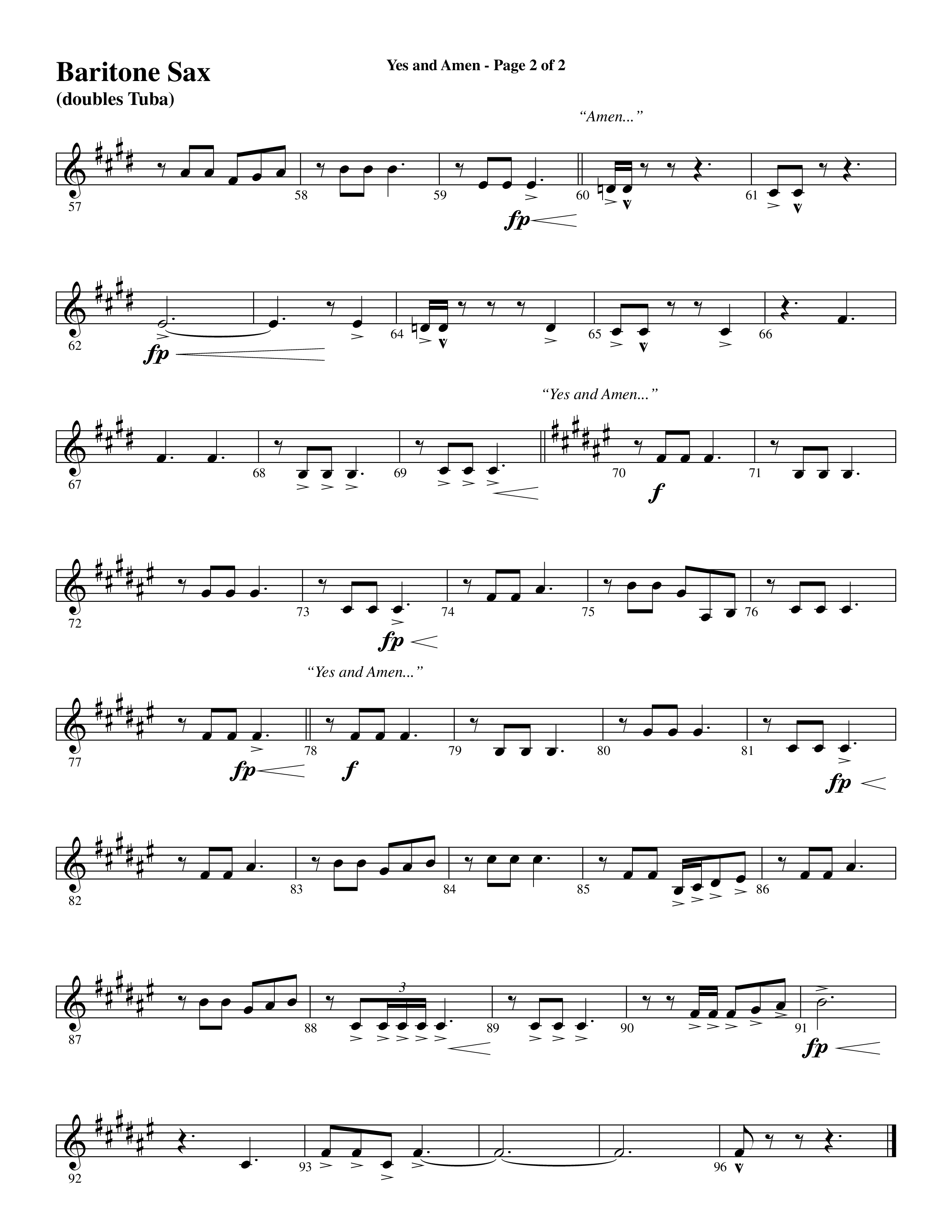 Yes and Amen (Choral Anthem SATB) Bari Sax (Lorenz Choral / Arr. Marty Hamby)