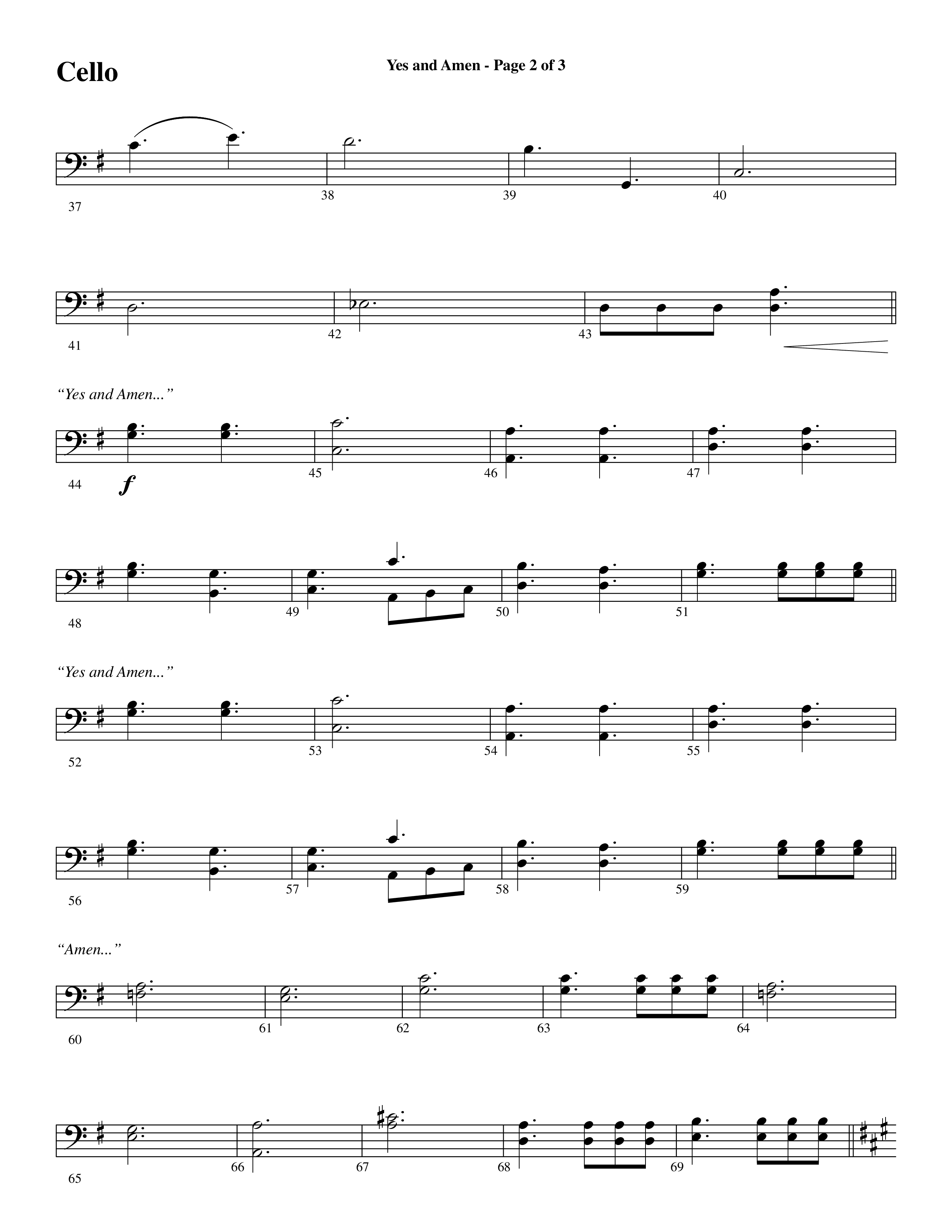 Yes and Amen (Choral Anthem SATB) Cello (Lorenz Choral / Arr. Marty Hamby)