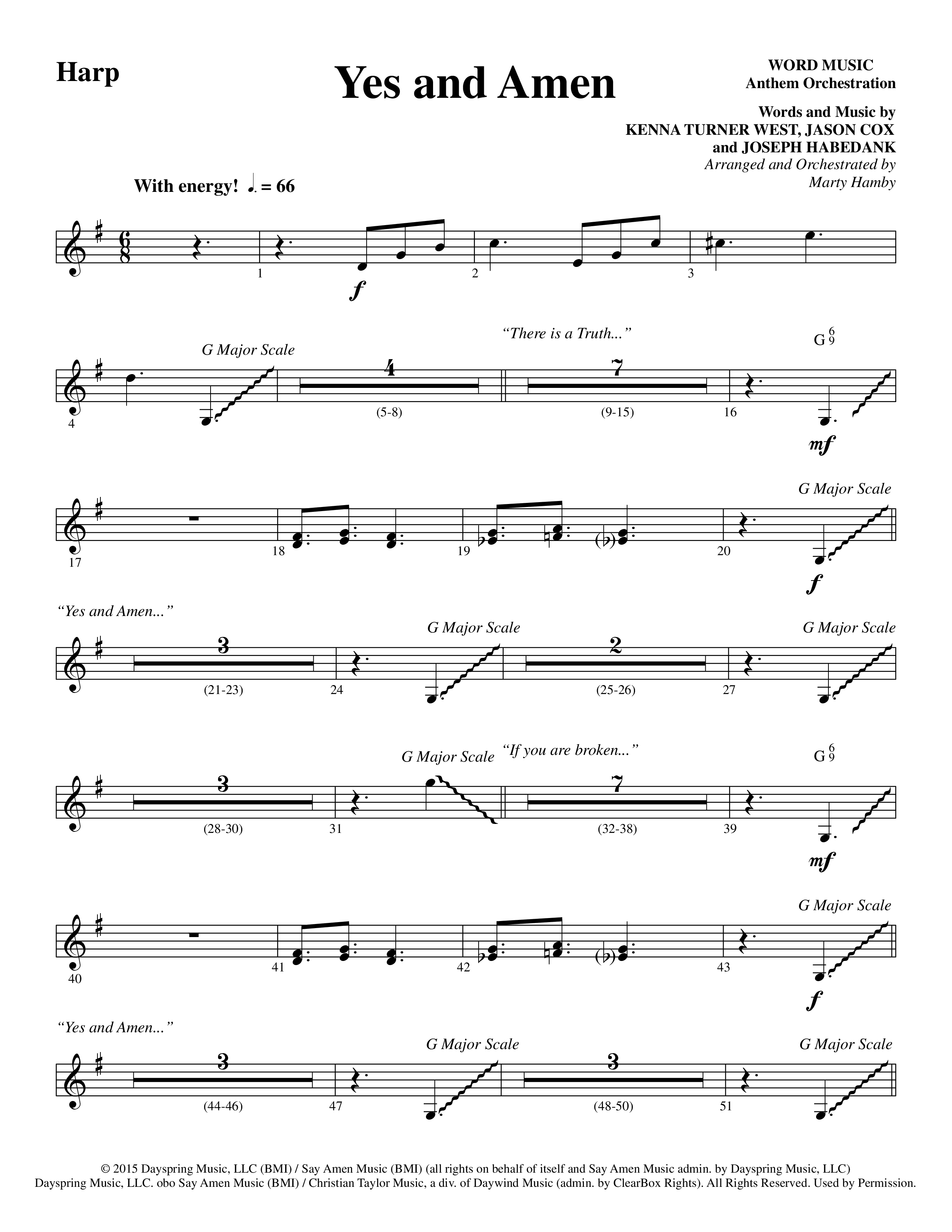 Yes and Amen (Choral Anthem SATB) Harp (Lorenz Choral / Arr. Marty Hamby)