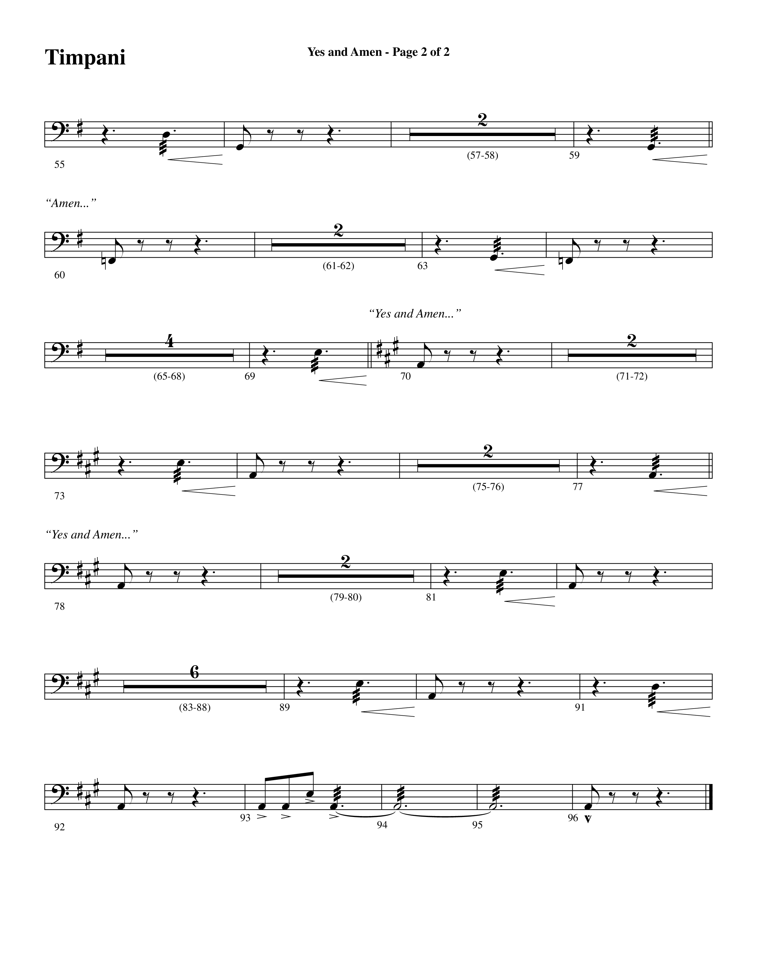 Yes and Amen (Choral Anthem SATB) Timpani (Lorenz Choral / Arr. Marty Hamby)