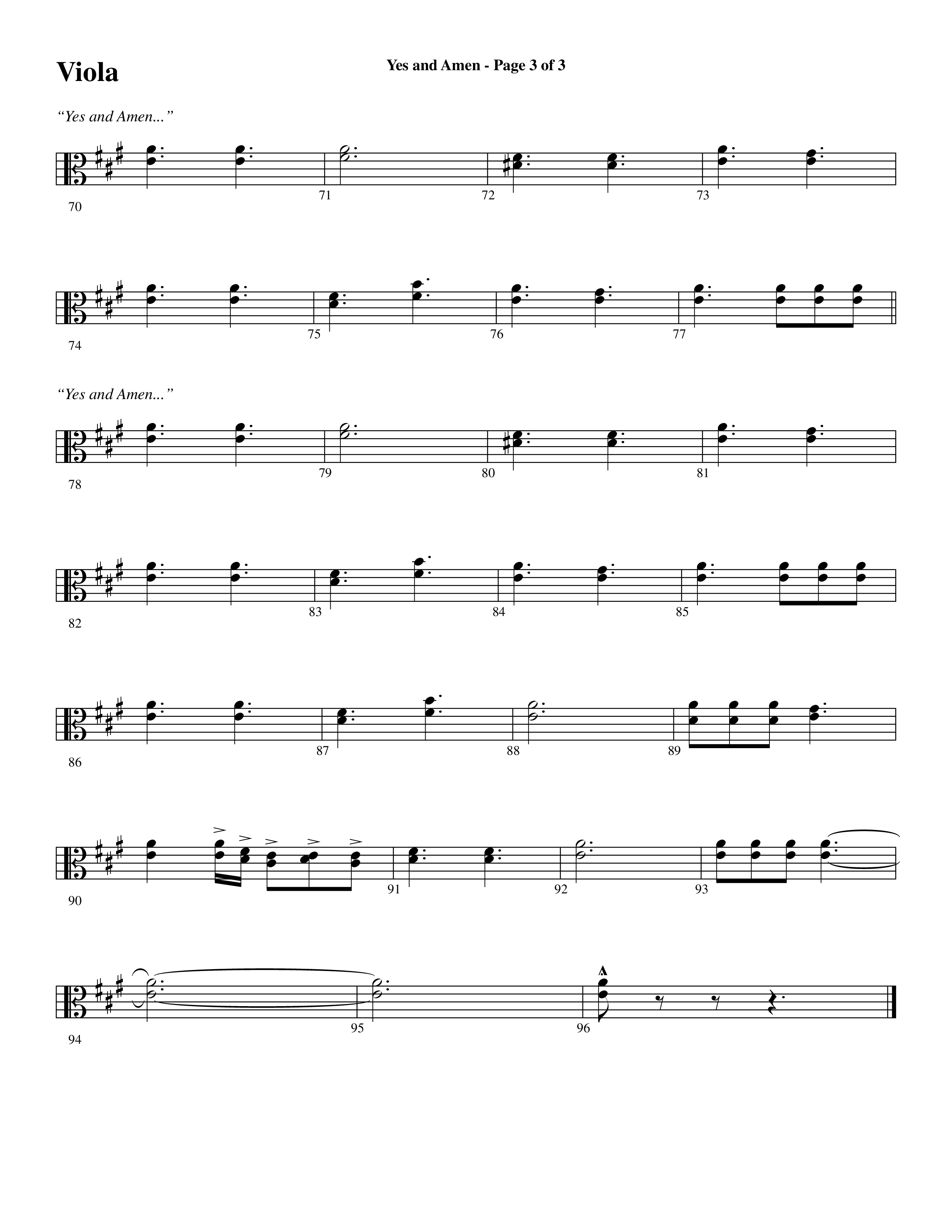 Yes and Amen (Choral Anthem SATB) Viola (Lorenz Choral / Arr. Marty Hamby)