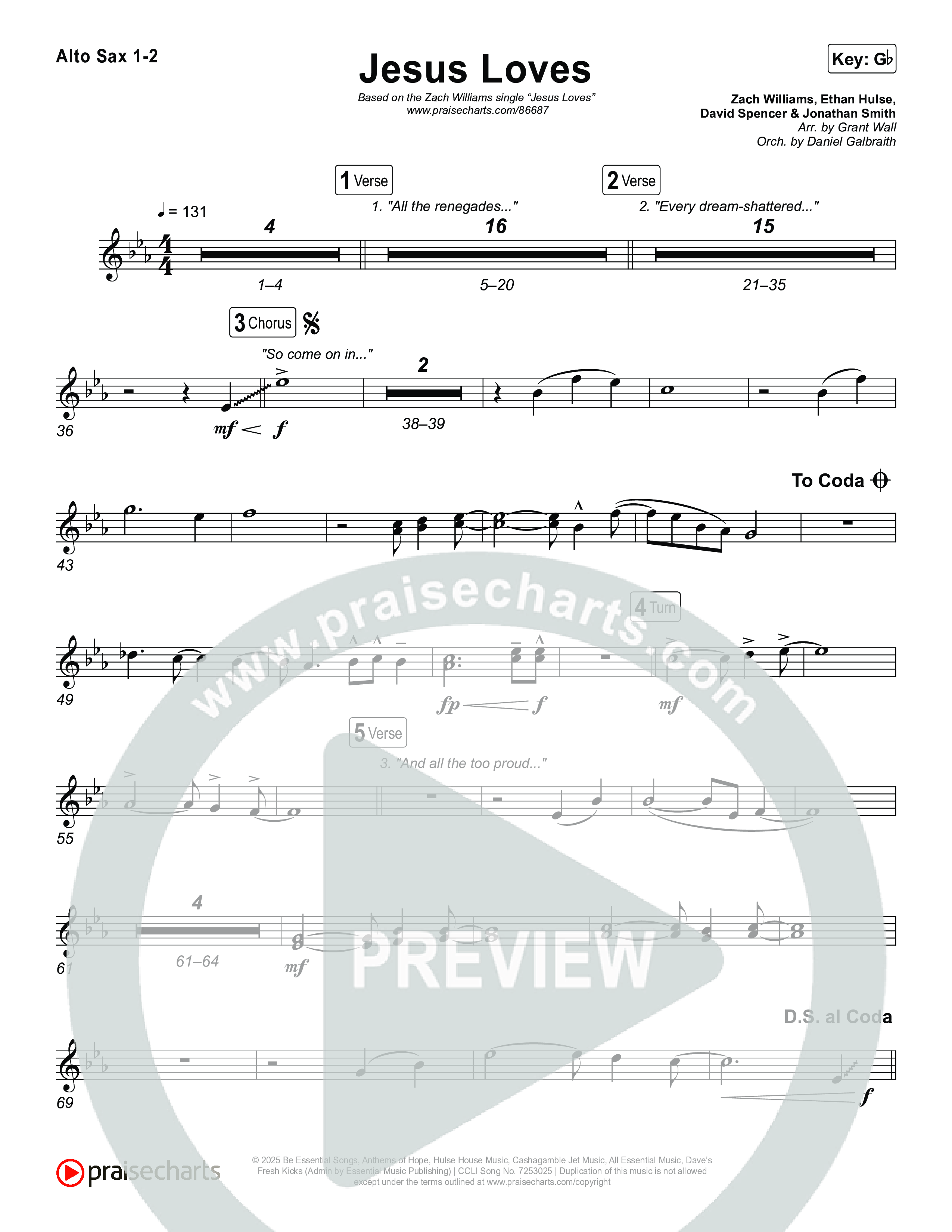 Jesus Loves Alto Sax 1,2 (Zach Williams)