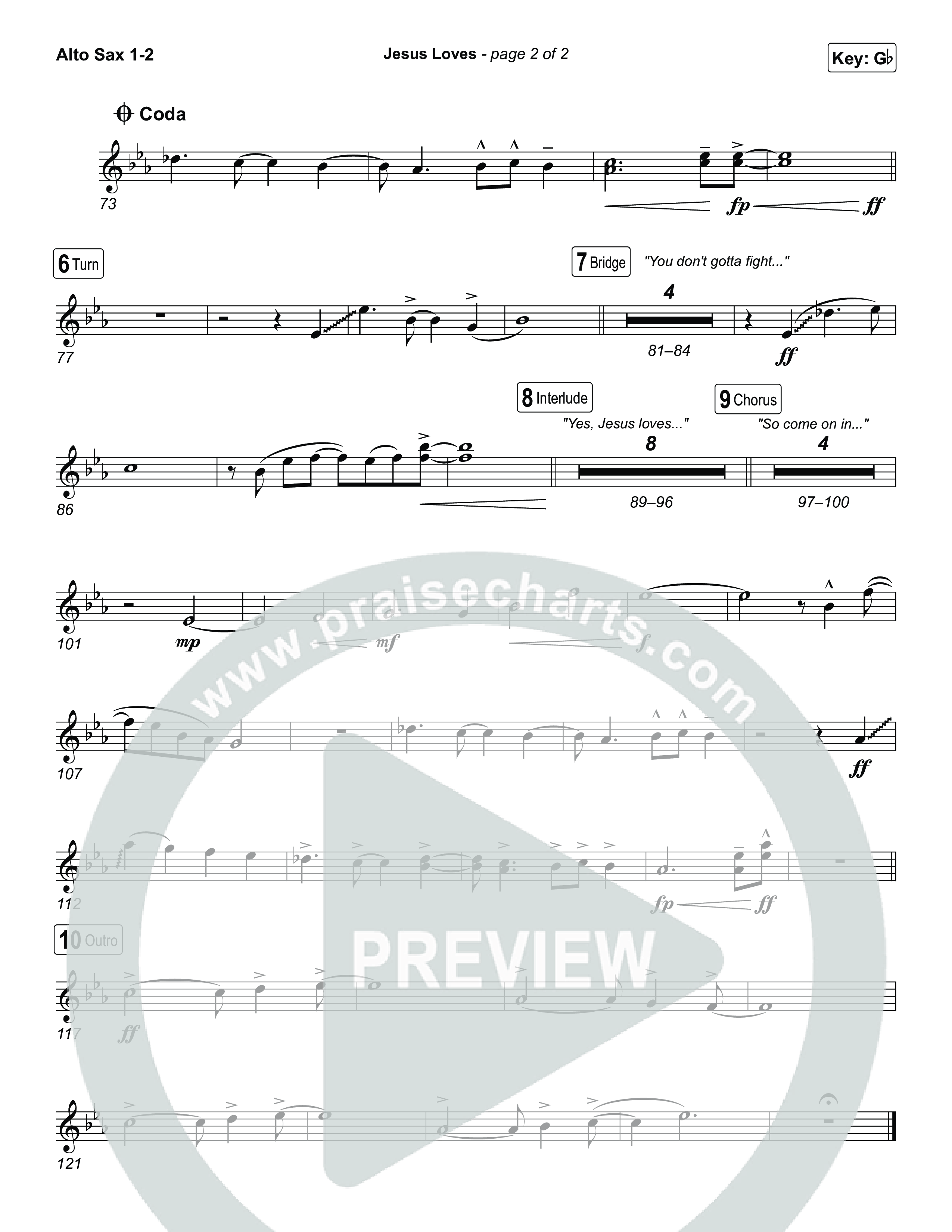 Jesus Loves Alto Sax 1,2 (Zach Williams)