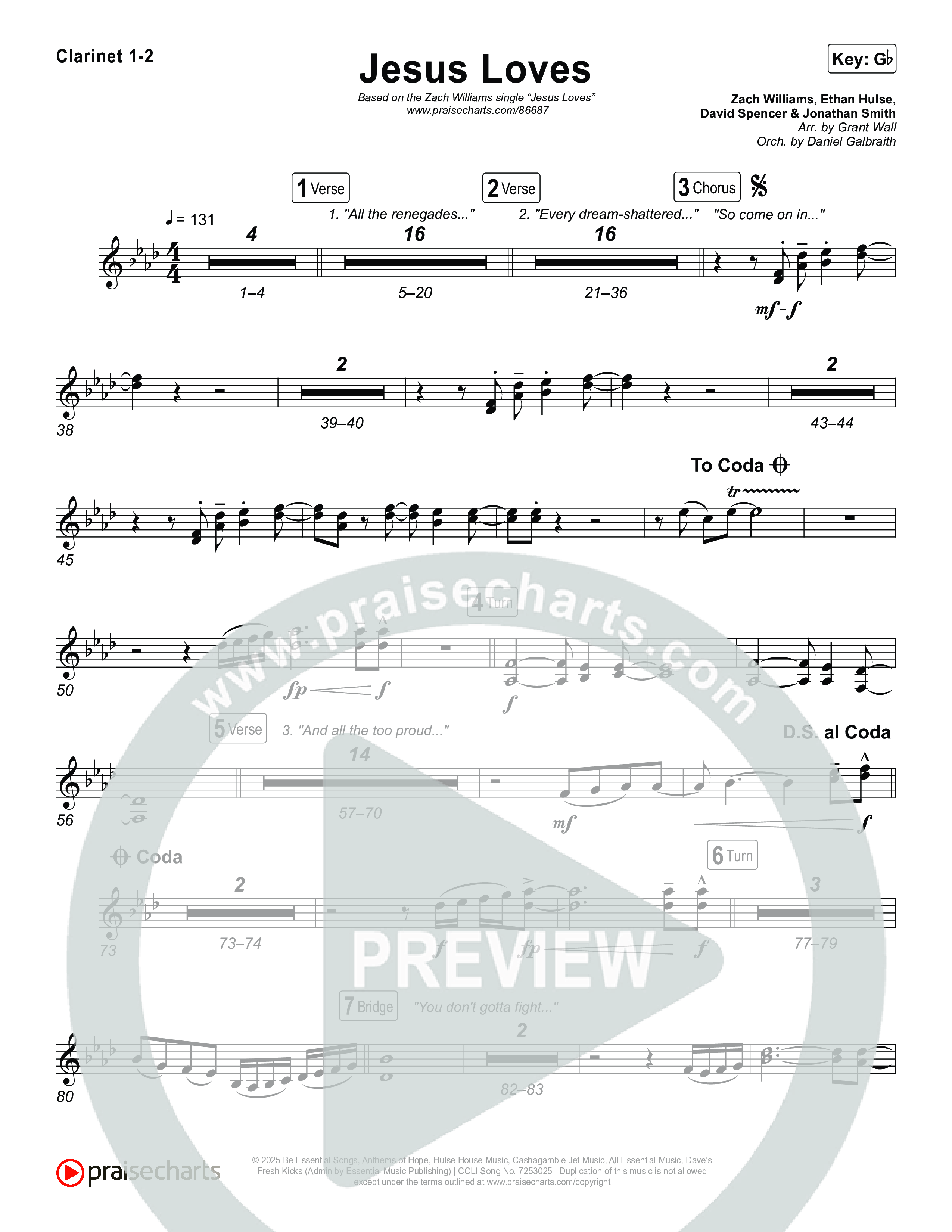 Jesus Loves Clarinet 1/2 (Zach Williams)