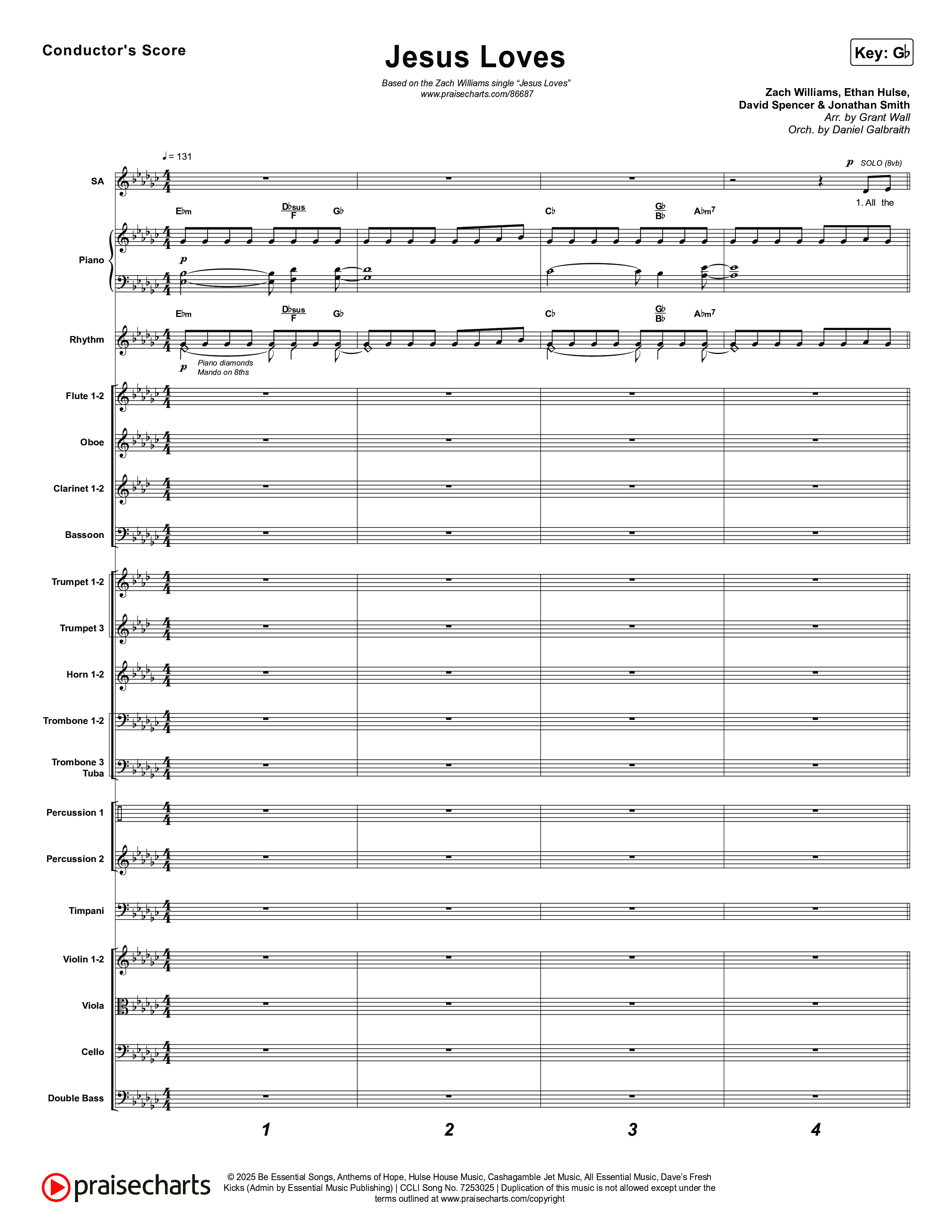 Jesus Loves Conductor's Score (Zach Williams)