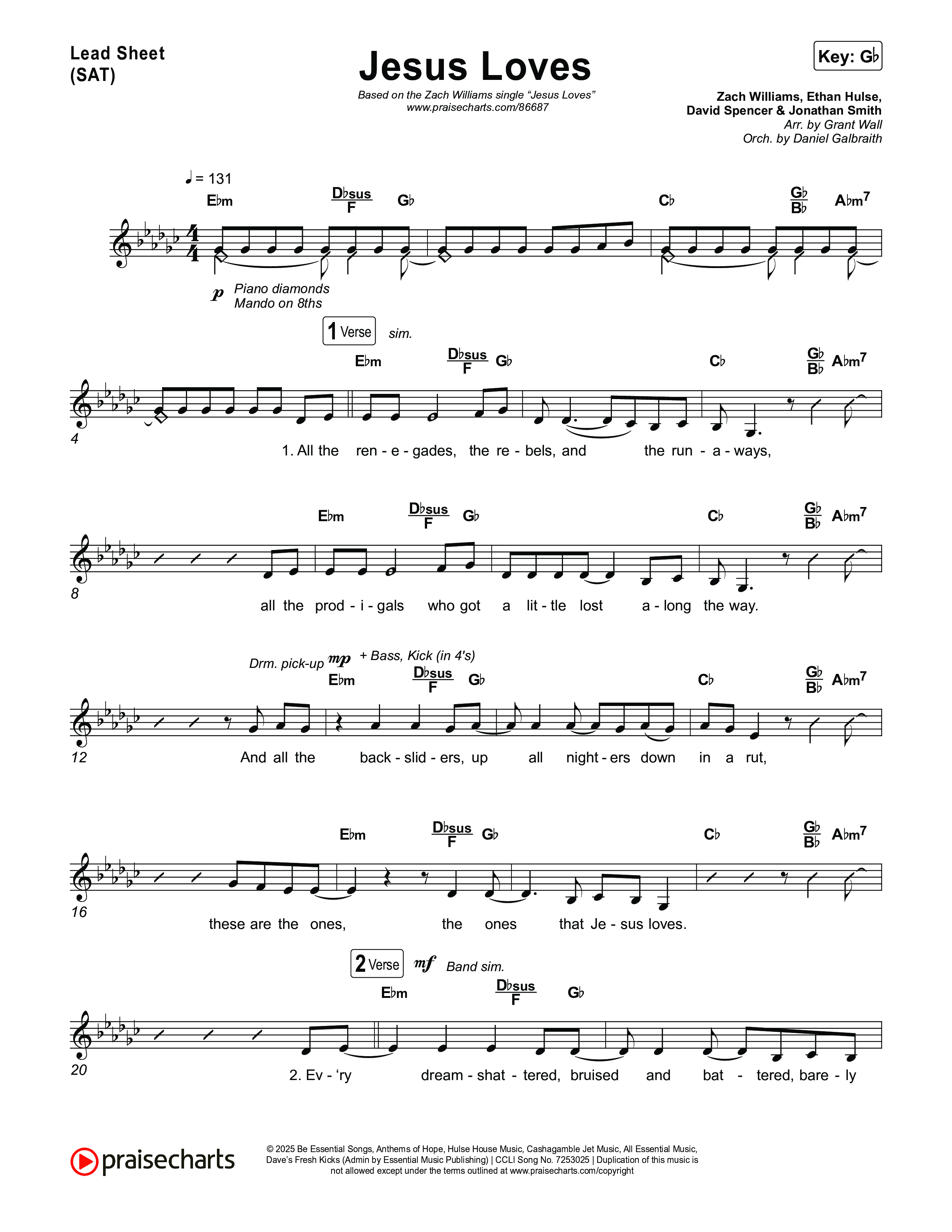 Jesus Loves Lead Sheet (SAT) (Zach Williams)