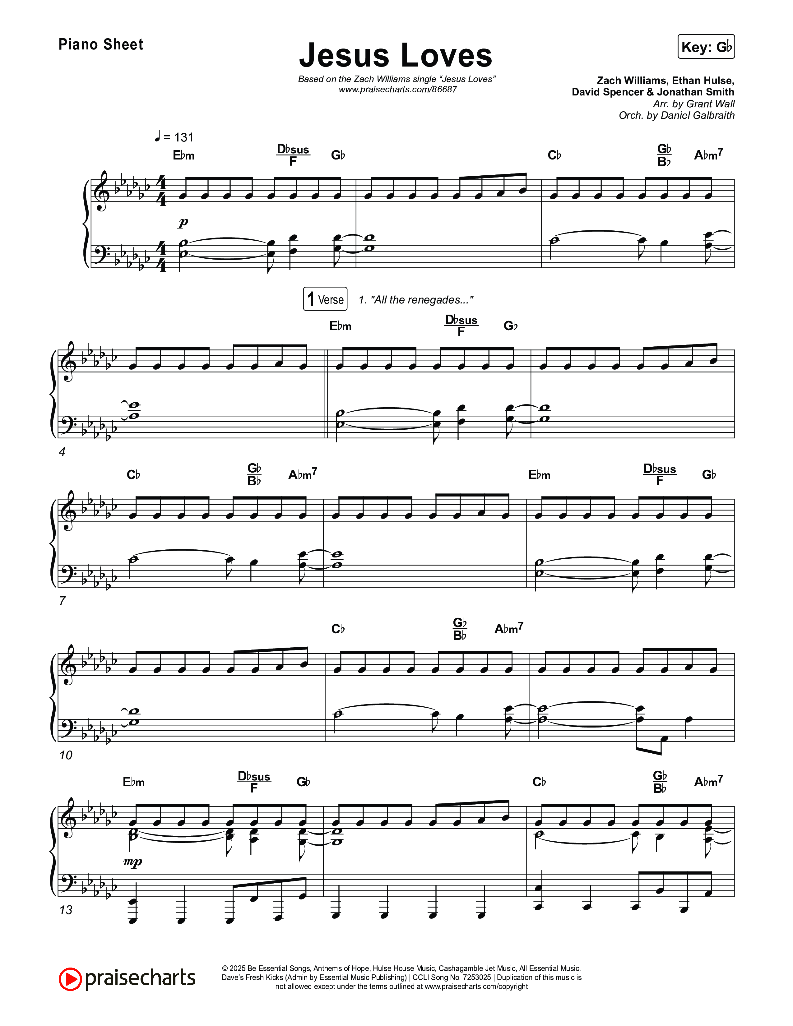 Jesus Loves Piano Sheet (Zach Williams)