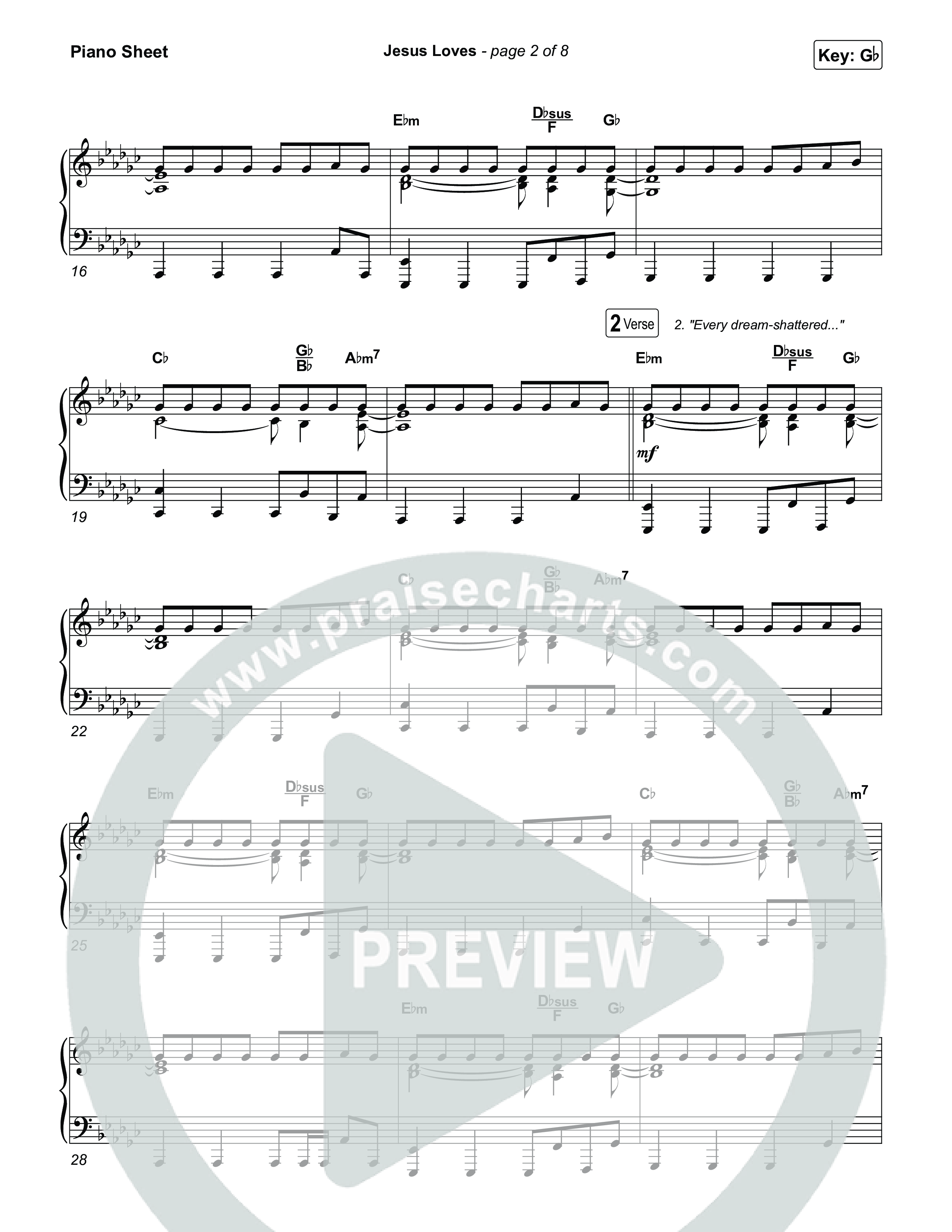 Jesus Loves Piano Sheet (Zach Williams)