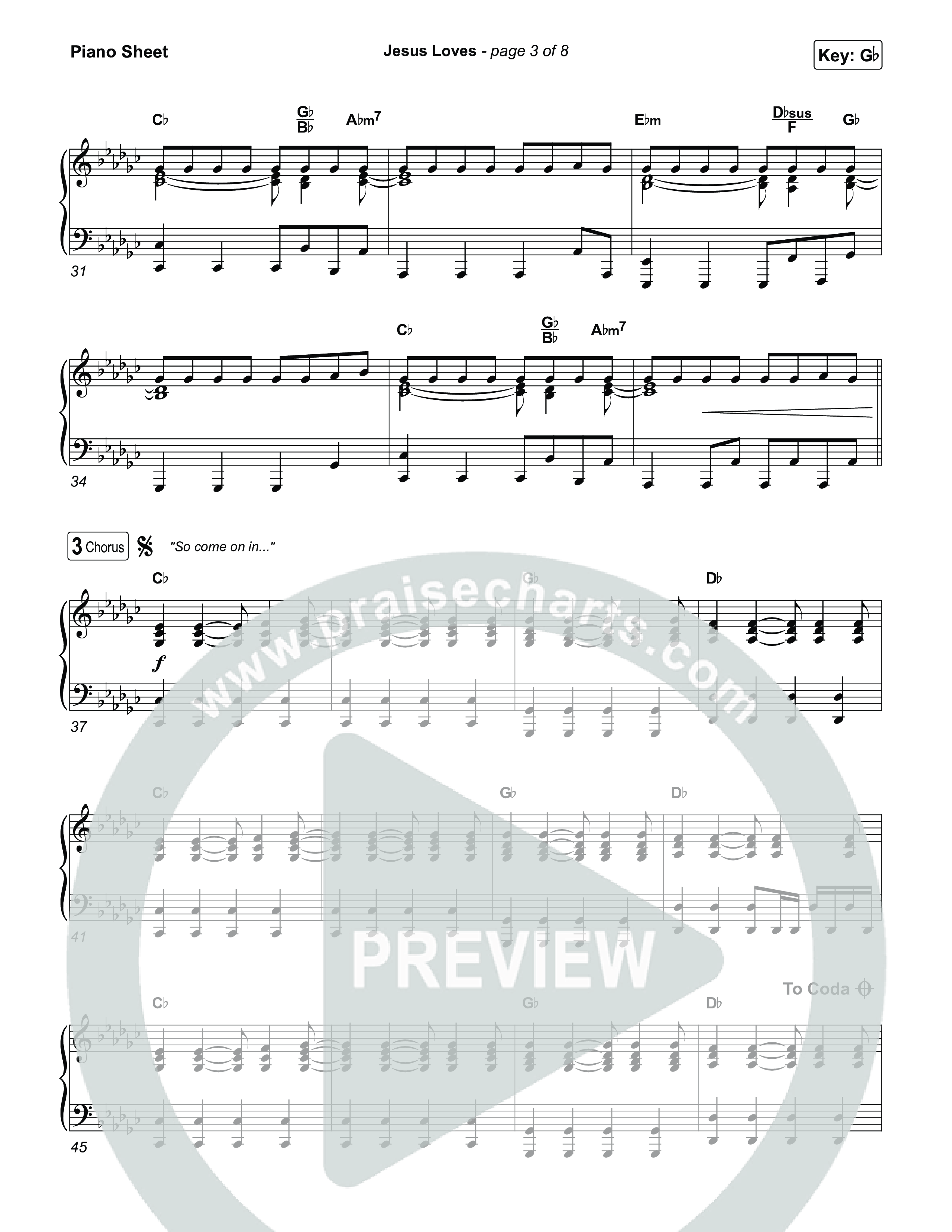 Jesus Loves Piano Sheet (Zach Williams)