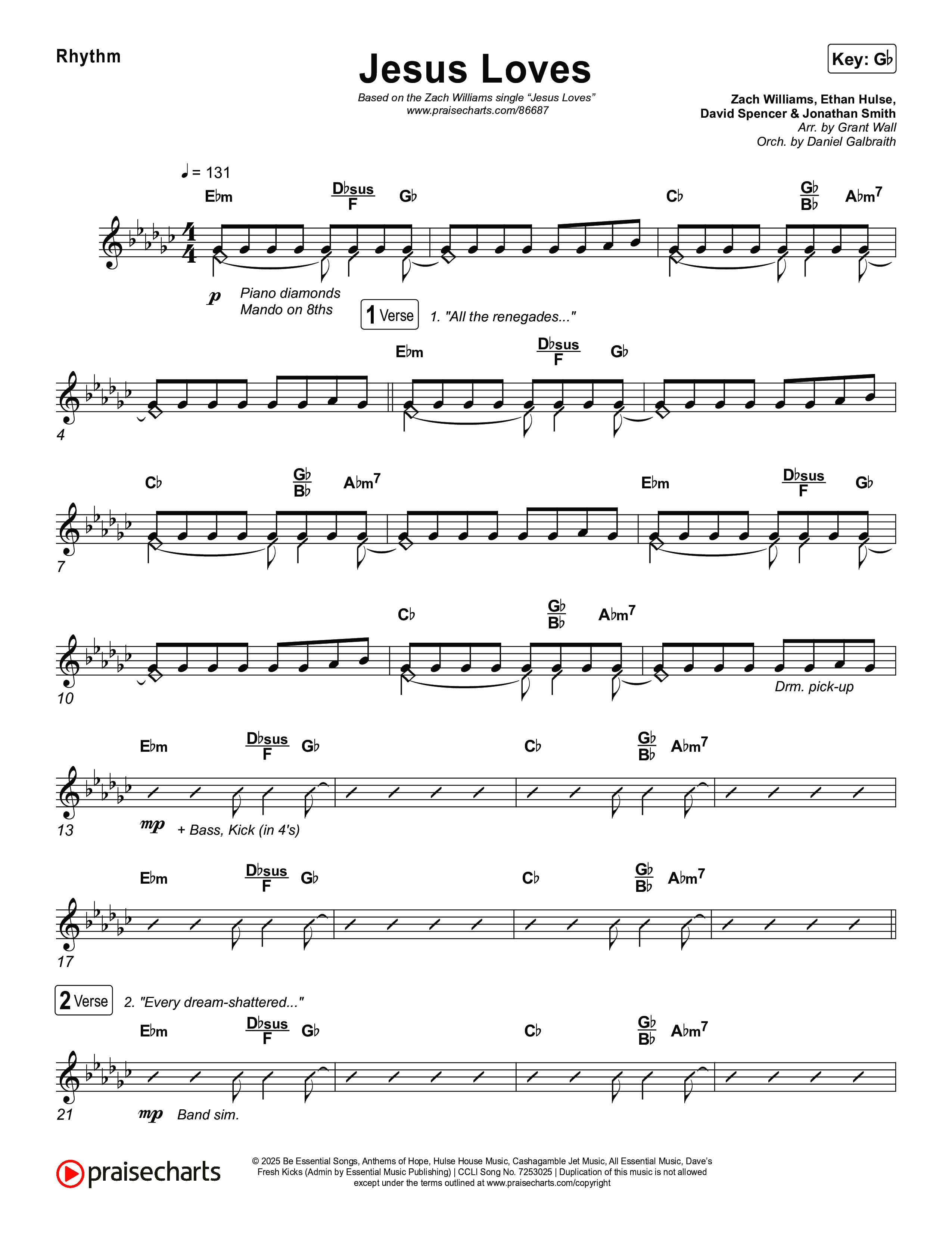 Jesus Loves Rhythm Chart (Zach Williams)