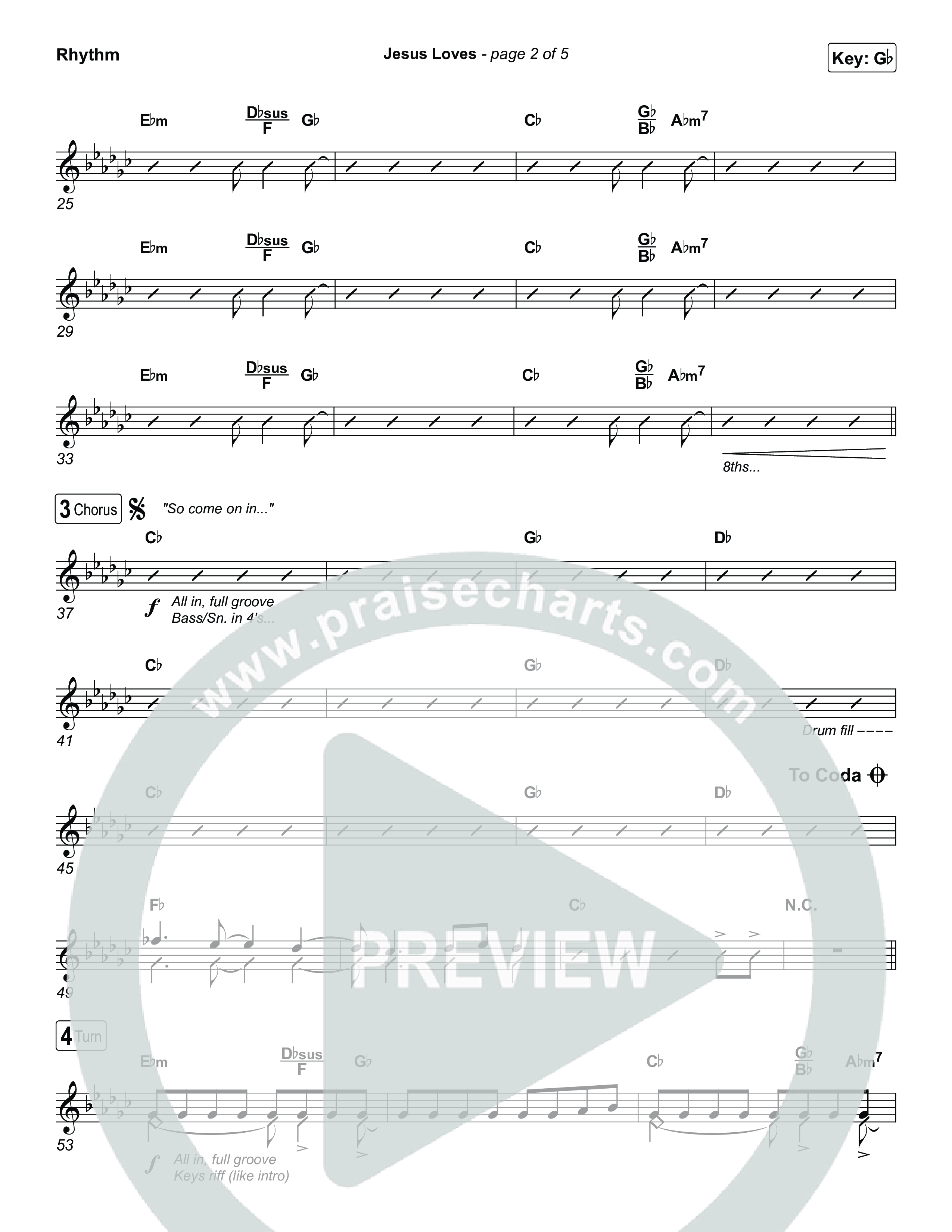 Jesus Loves Rhythm Chart (Zach Williams)