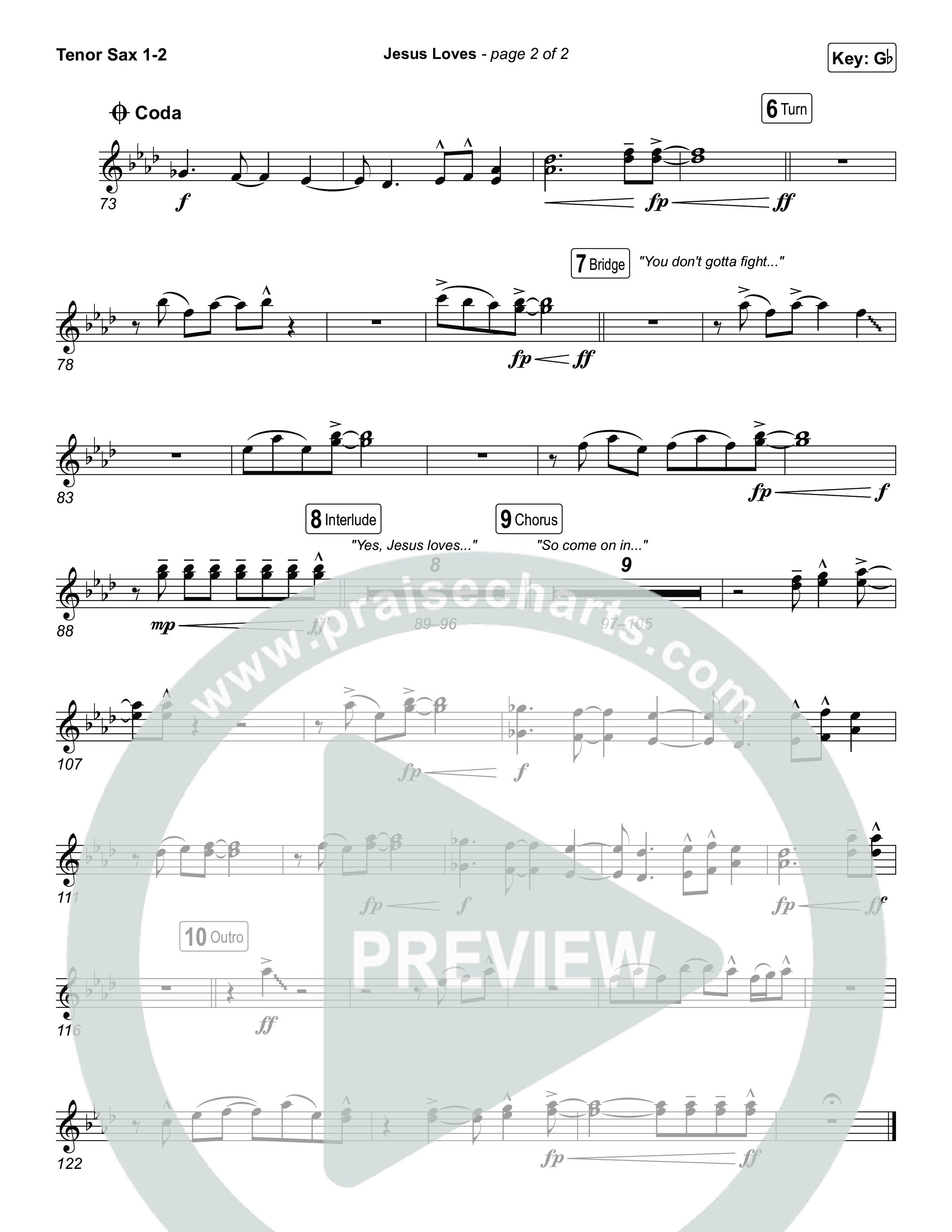 Jesus Loves Tenor Sax 1,2 (Zach Williams)