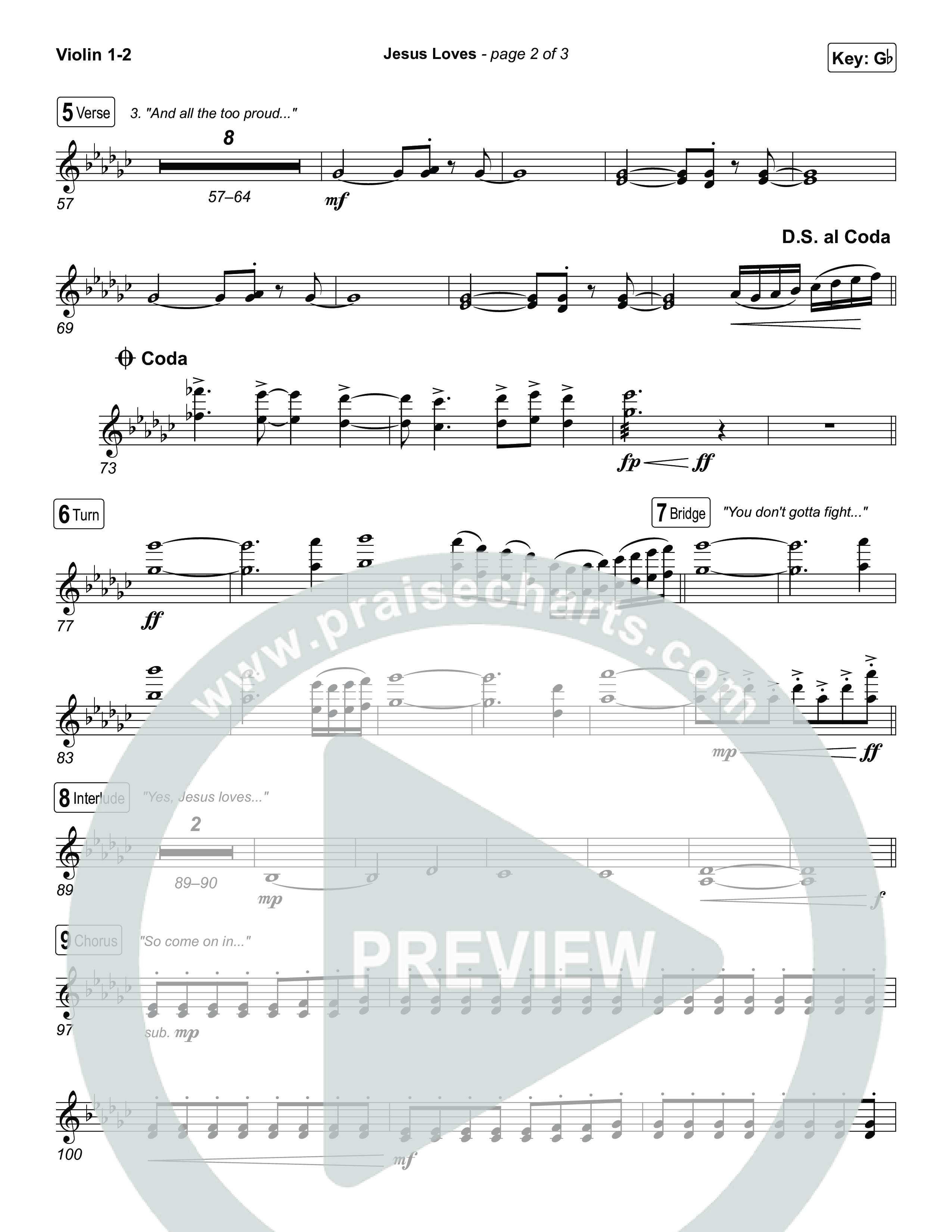 Jesus Loves Violin 1,2 (Zach Williams)