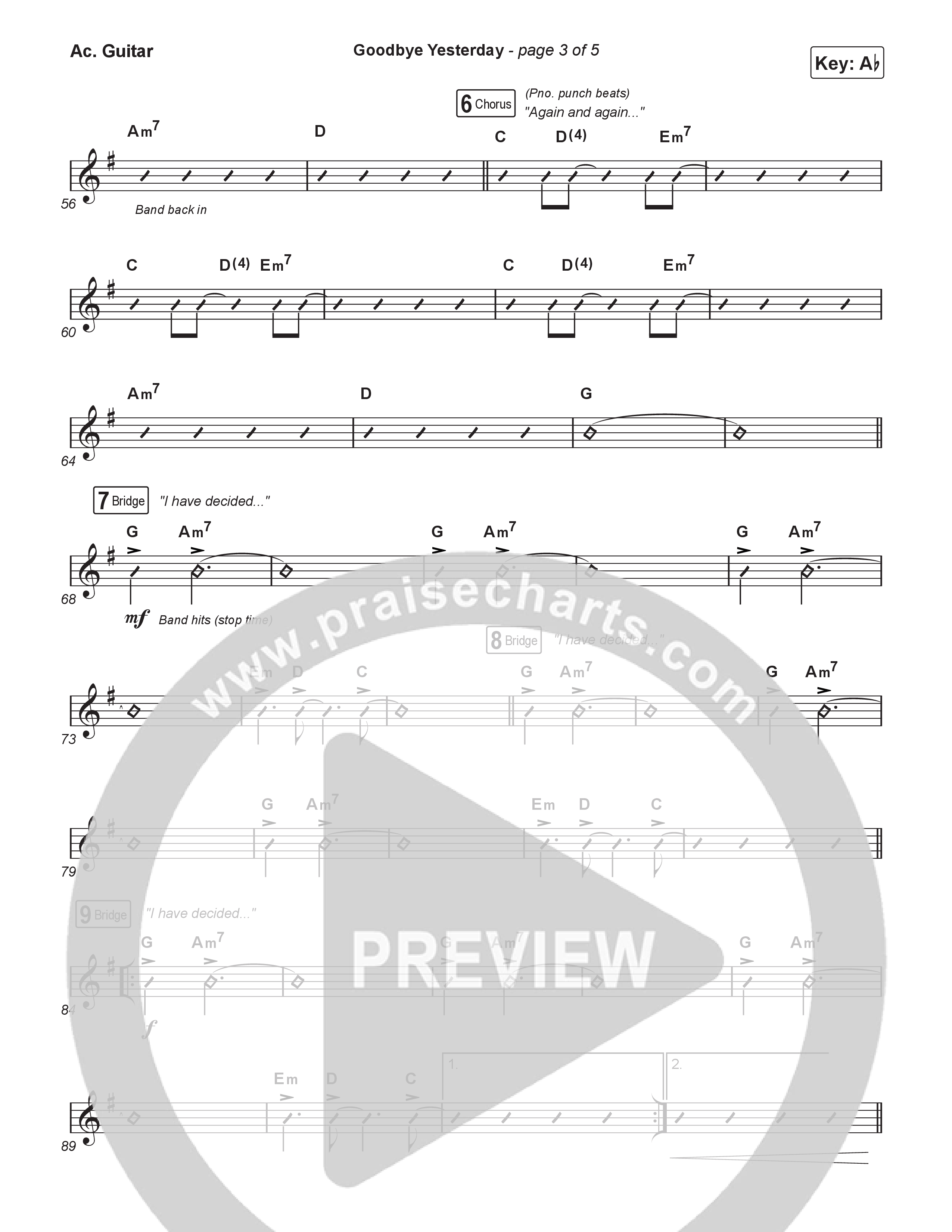 Goodbye Yesterday (Choral Anthem SATB) Acoustic Guitar (ELEVATION RHYTHM / Arr. Luke Gambill)