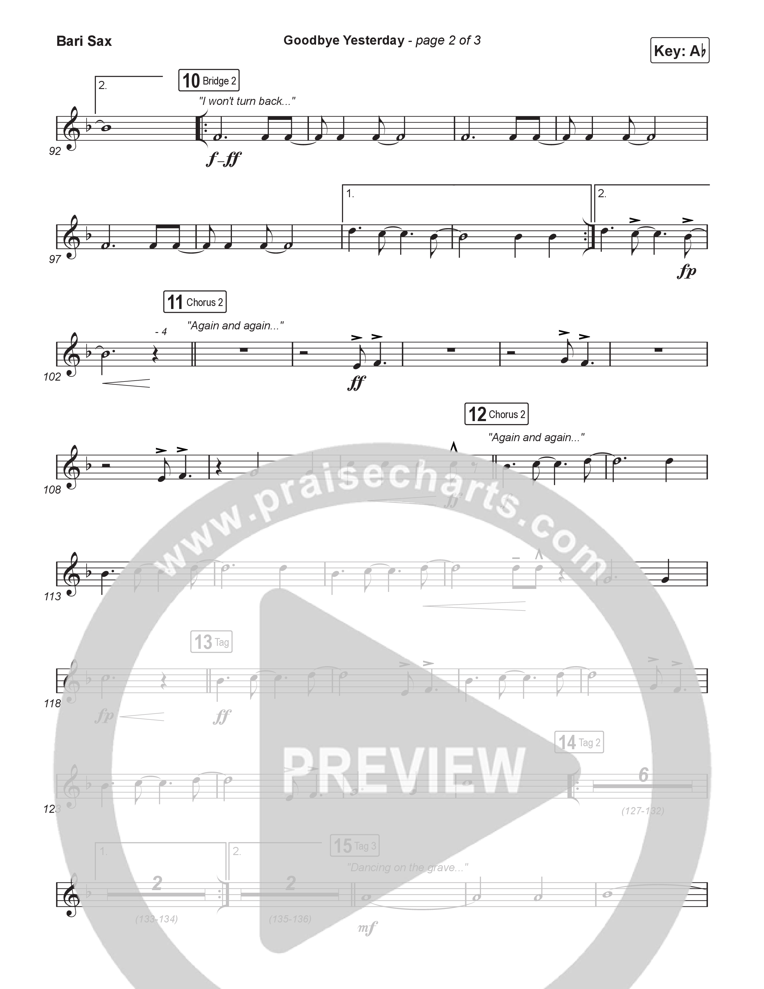 Goodbye Yesterday (Choral Anthem SATB) Bari Sax (ELEVATION RHYTHM / Arr. Luke Gambill)